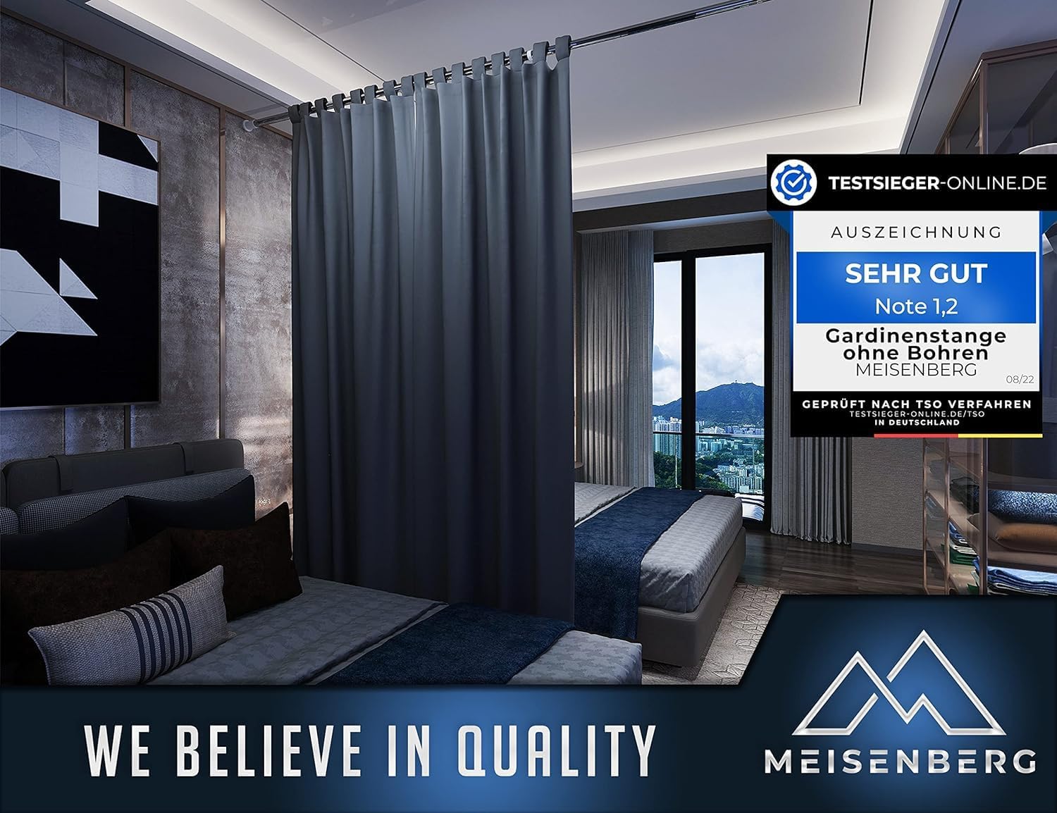 MEISENBERG Aste a Pressione per Tende 160-210cm, Argento - immagine 7