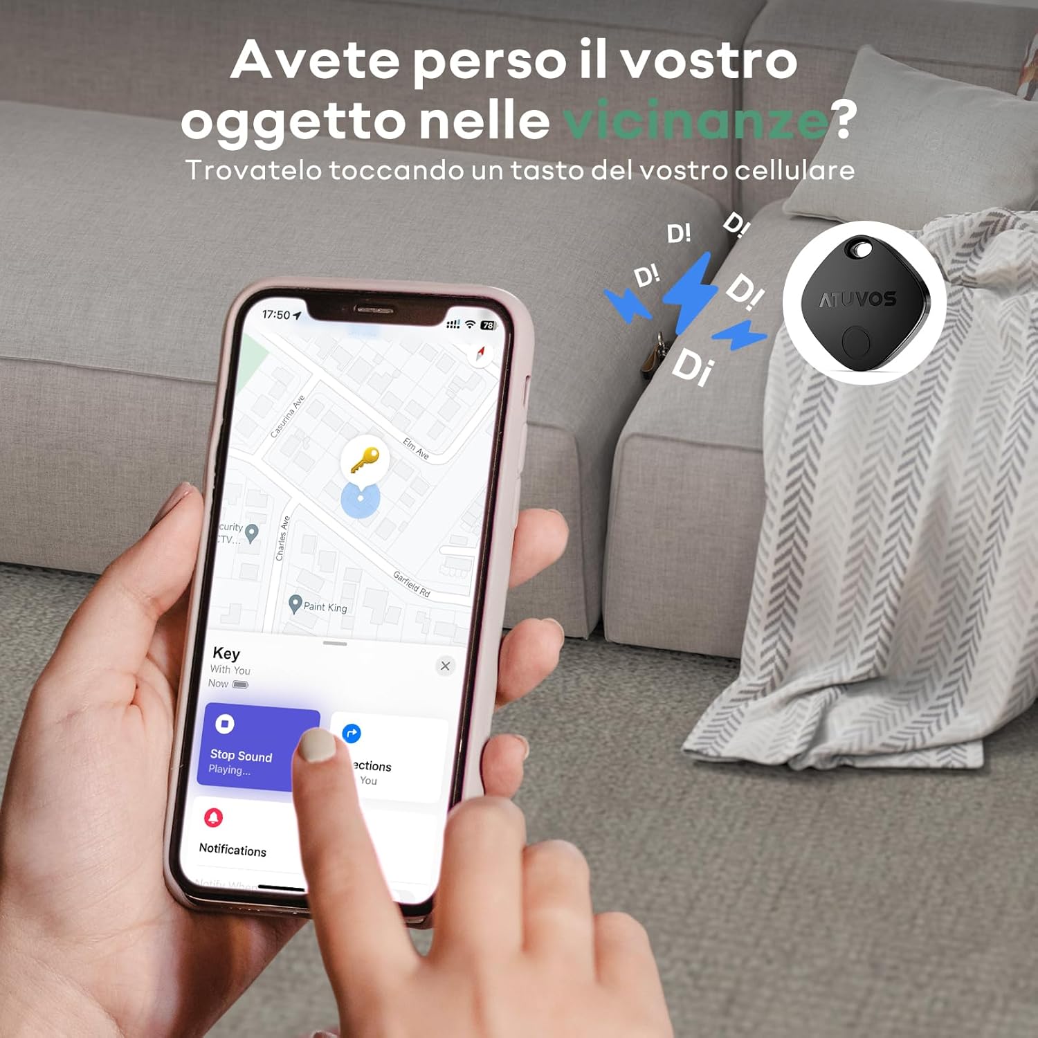 Atuvos Smart Air Tracker Tag 4 Pezzi, Nero - immagine 3