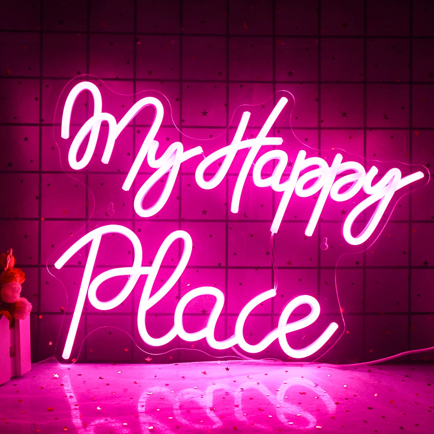 Insegna al Neon My Happy Place Rosa - USB