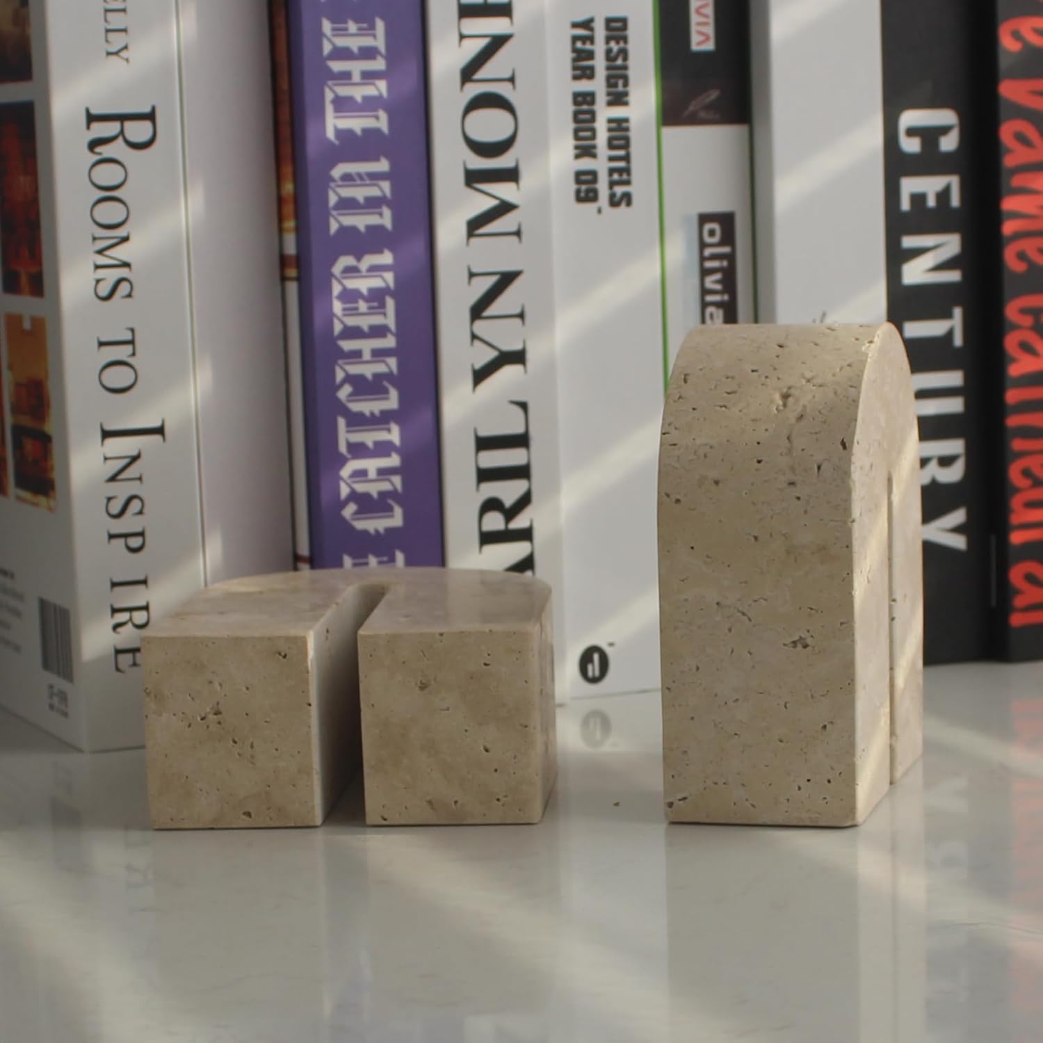 Set 2 Fermalibri Decorativi in Travertino Naturale - immagine 6