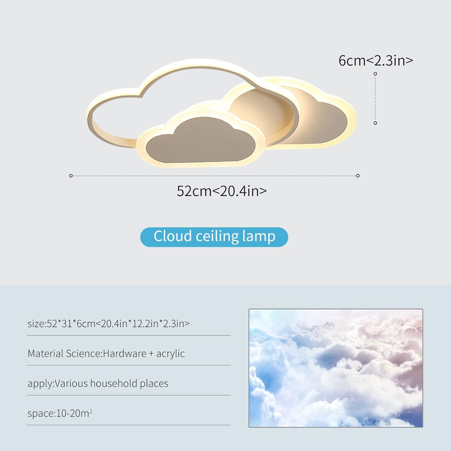 Plafoniera Cameretta Bambini 52Cm LED Dimmerabile - immagine 3