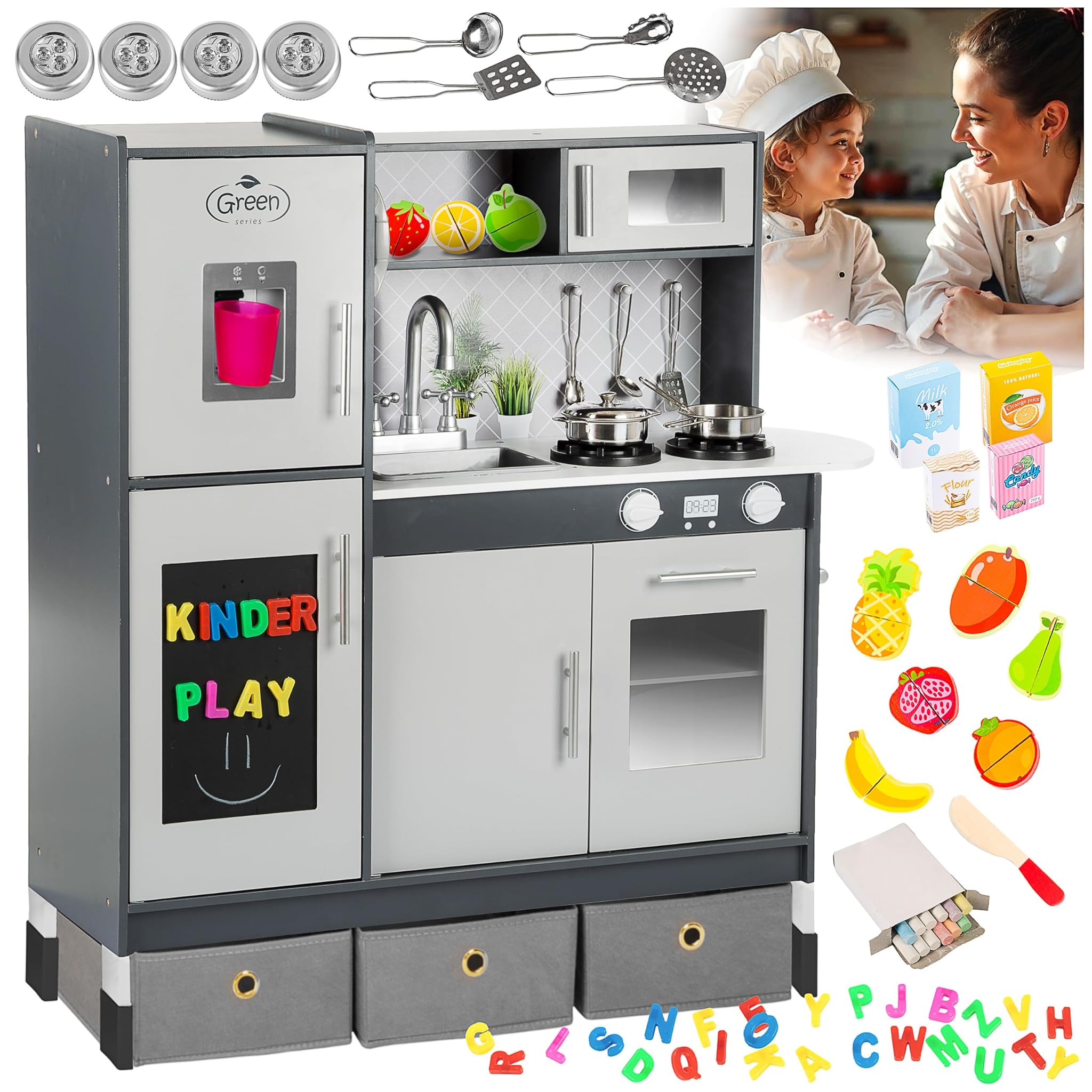 Kinderplay Cucina Giocattolo in Legno con Luci LED e Suoni