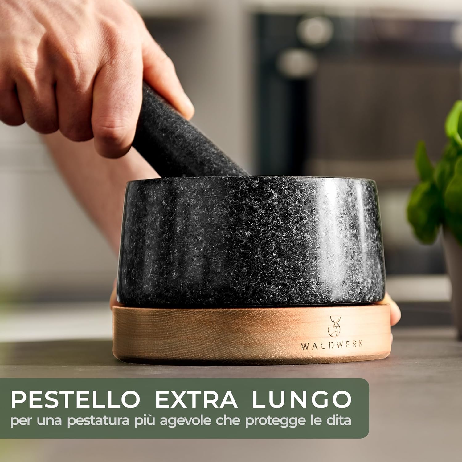 Waldwerk Mortaio con Pestello in Granito 12 cm - immagine 4