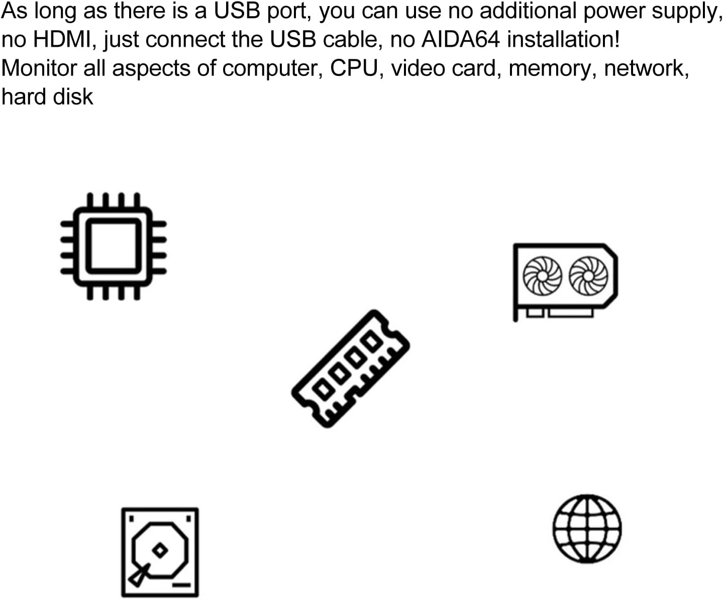 Display Temperatura PC 3.5 Pollici USB-C, Nero - immagine 7