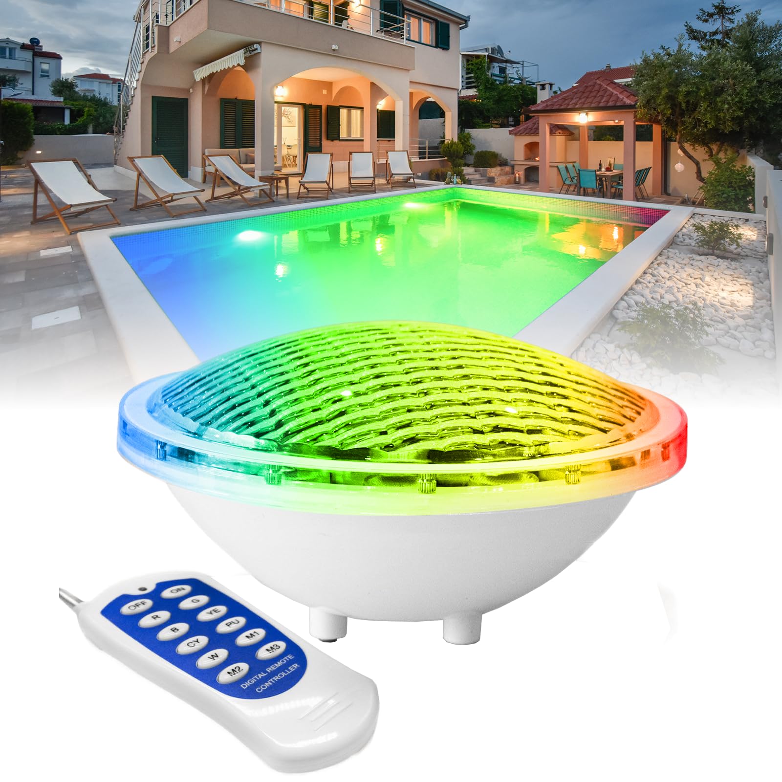 Illuminazione Piscina LED PAR56 24W RGB con Telecomando