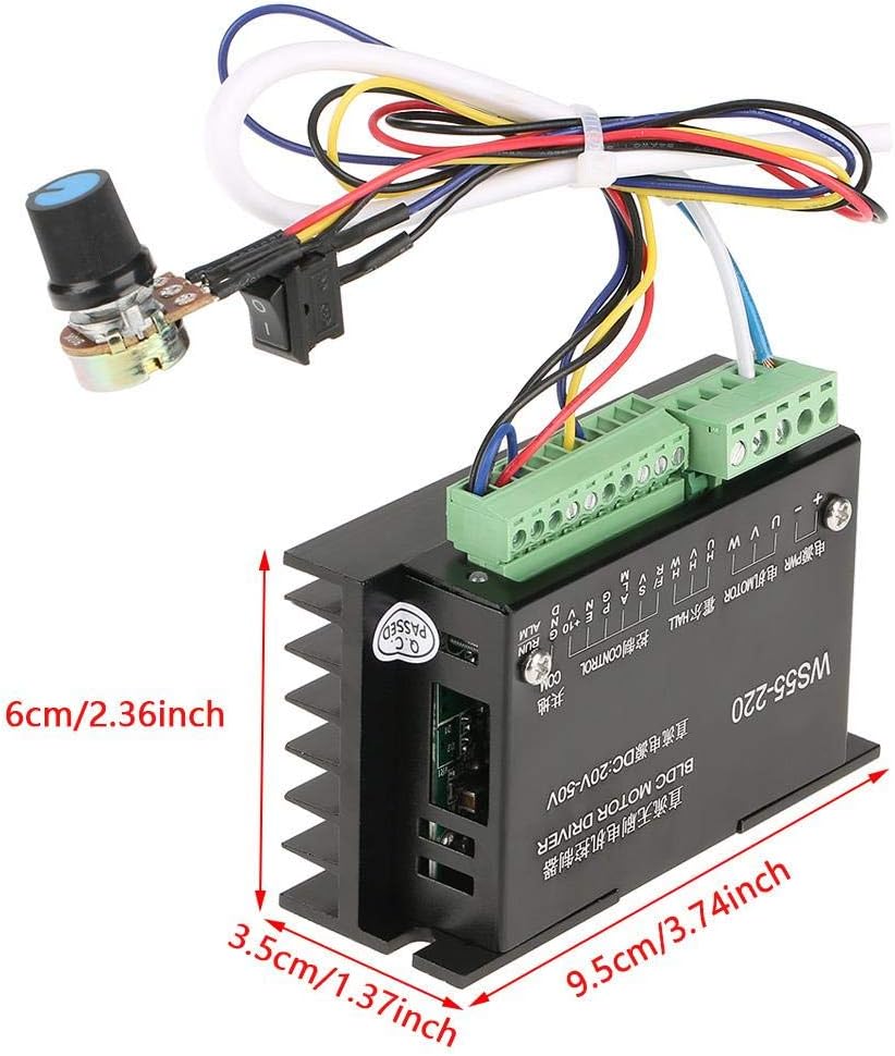 WS55-220 BLDC Motor Driver Controller DC 48V 500W mandrino senza spazzola CNC - immagine 2
