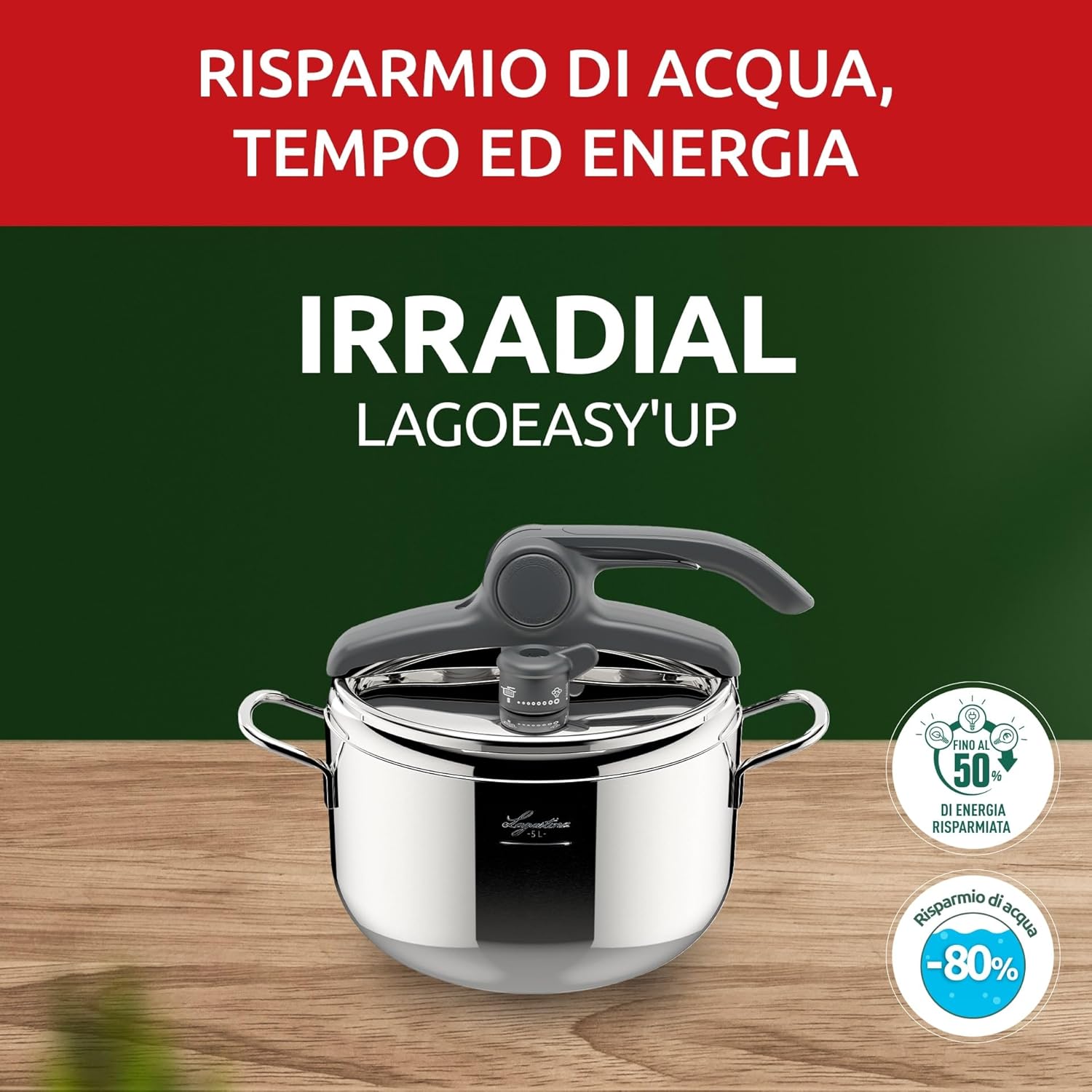Lagostina Irradial Control Lagoeasy'UP Pentola a Pressione 3.5 L