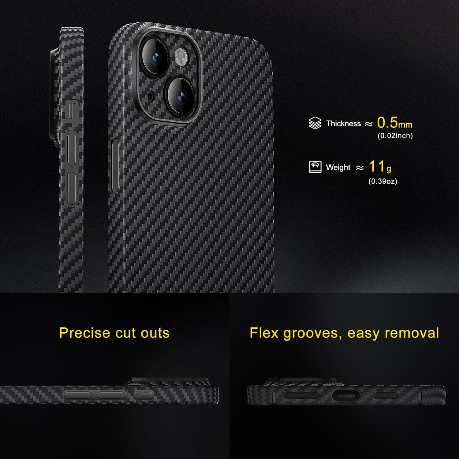 Memumi Custodia Fibra Aramidica 1500D per iPhone 15 - immagine 4