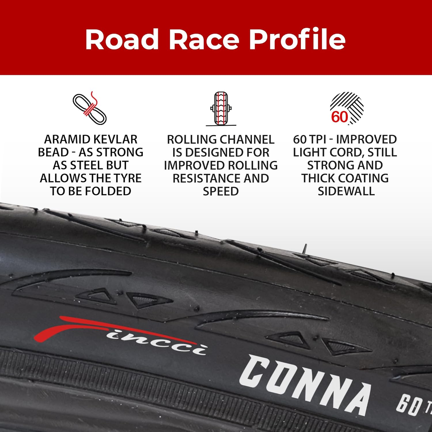 Fincci Set Copertoni Bici Corsa Pieghevoli 700x25c - immagine 4