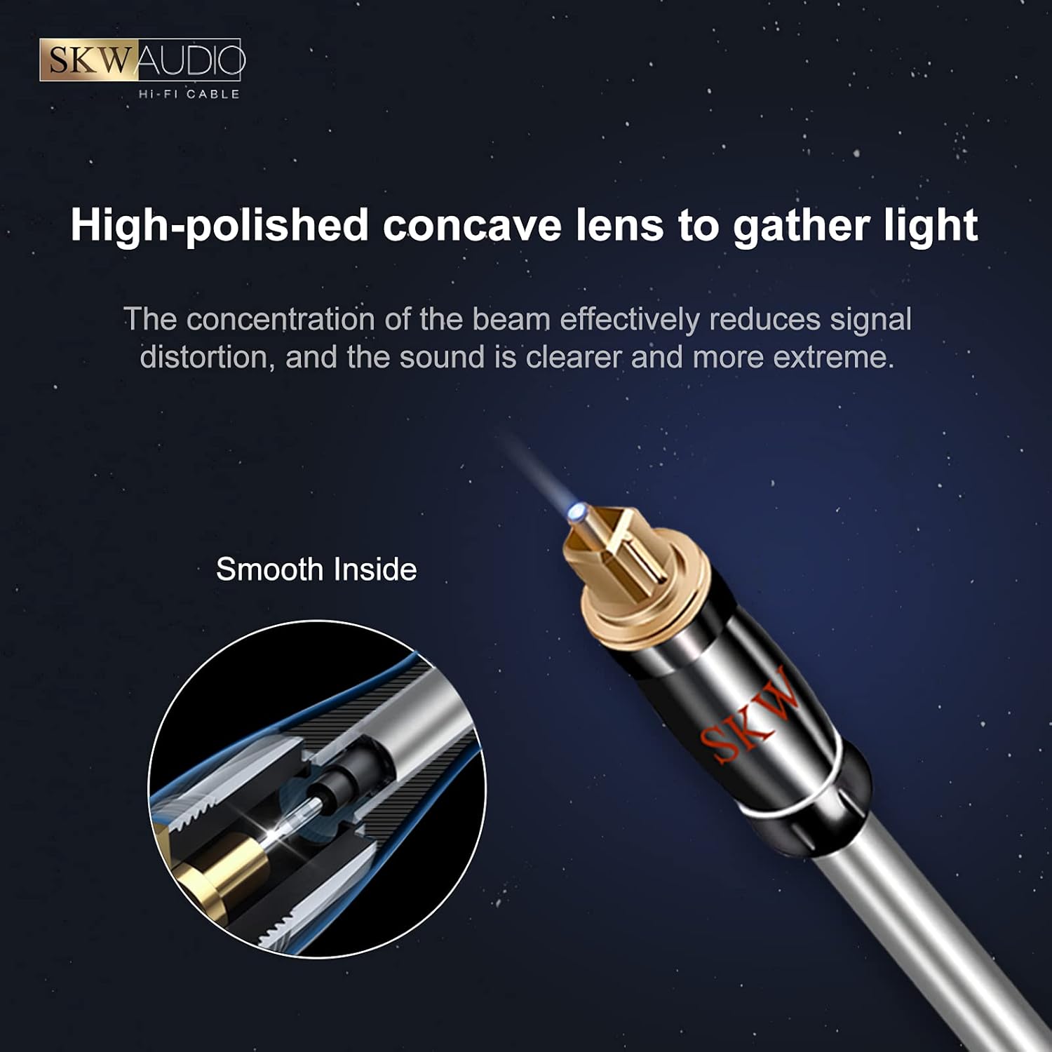 Skw Cavo Ottico Audio Digitale Toslink Platinum 5M, Grigio - immagine 1