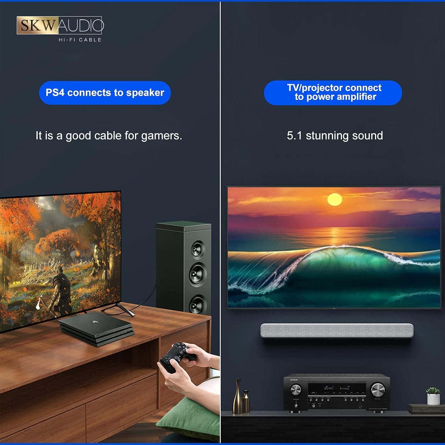 Skw Cavo Ottico Audio Digitale Toslink Platinum 5M, Grigio - immagine 2