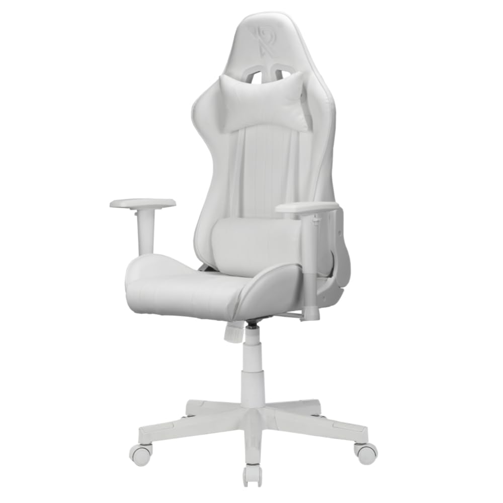 Sedia da Gaming Ranqer Felix Gaming Chair - Girevole a 360°, braccioli regolabili, schienale regolabile, cuscini rimovibili, ergonomica, base stabile in nylon - Bianca