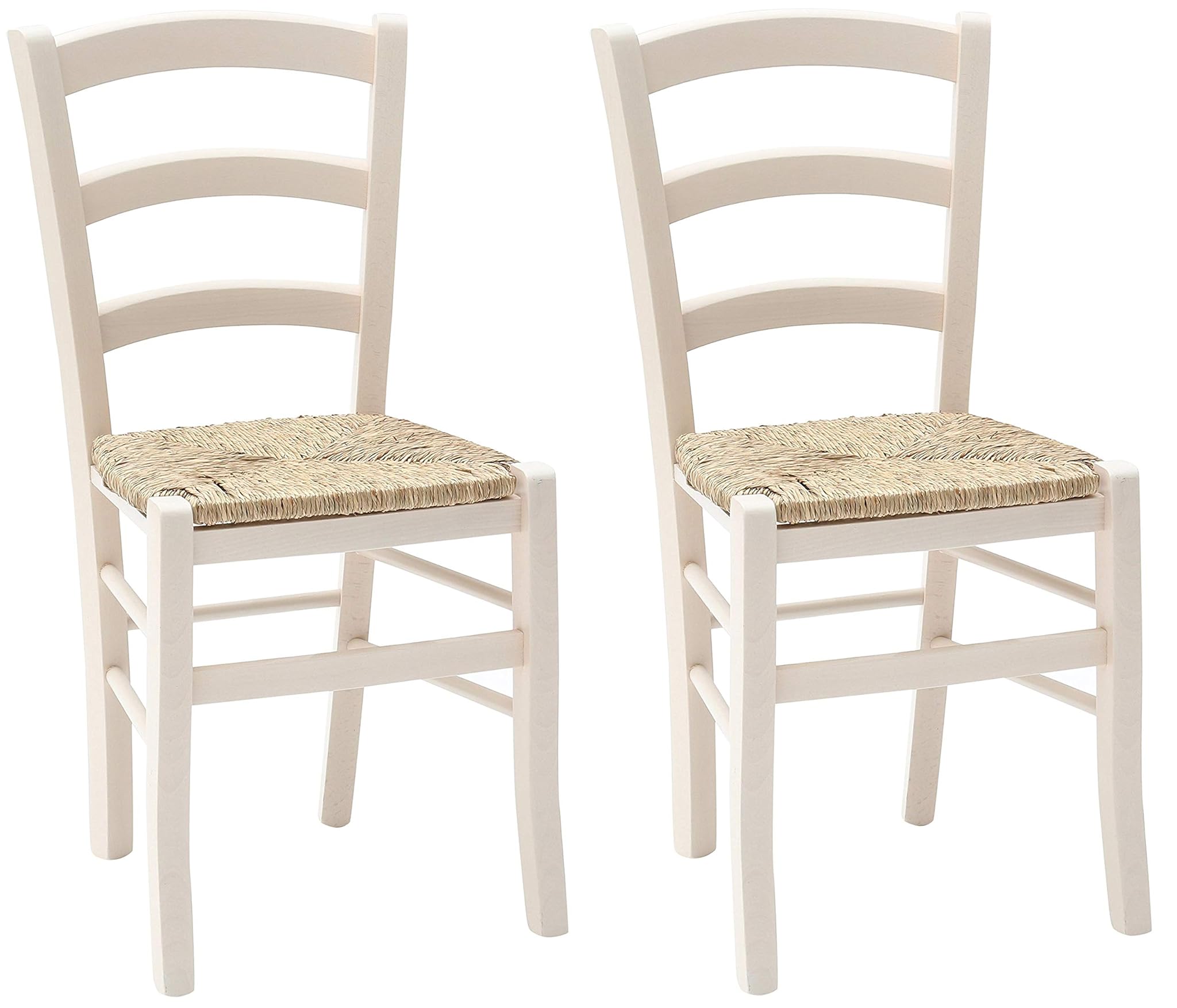 KONTE.DESIGN Set di 2 sedie CENISIA in legno, Bianco, 42 x 43 x 88 cm