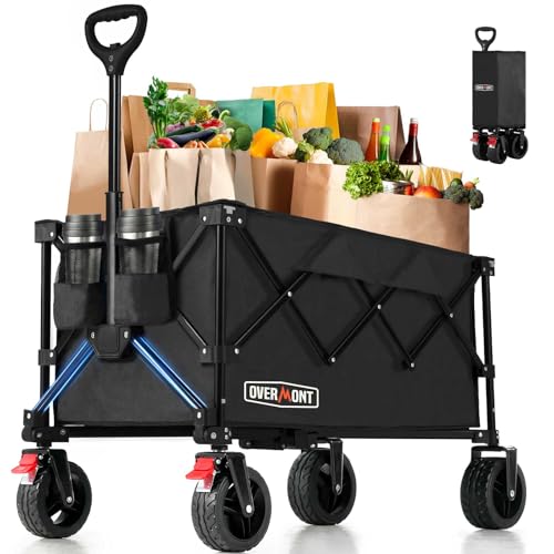 Overmont Carrello da Giardino Pieghevole 150kg, Nero