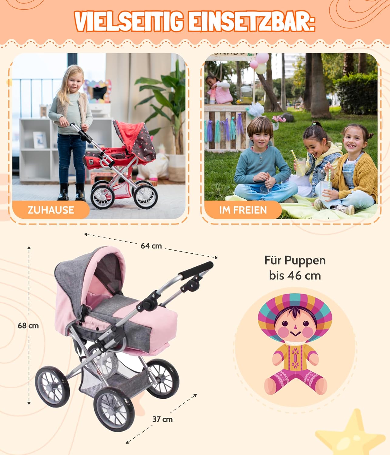 Bayer Chic 2000 Passeggino per Bambole Leni 2 in 1 - immagine 3