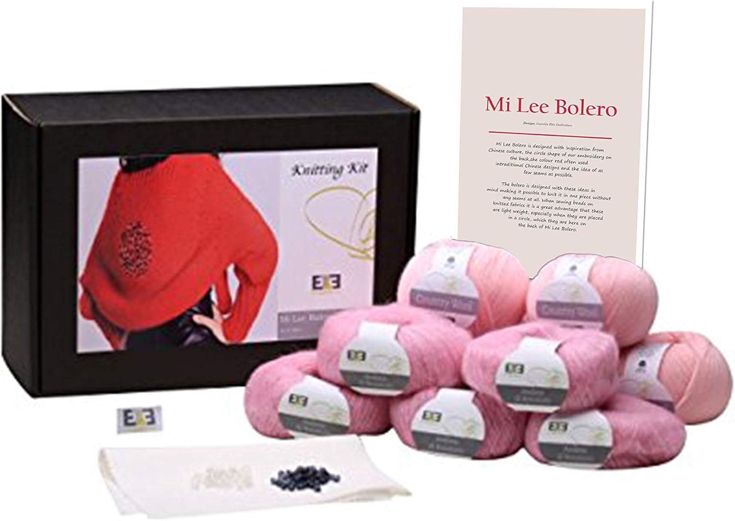 DesignEtte mi Lee Bolero Maglia Kit, Lana, Rosso Brillante, 35 x 25 x 15 cm