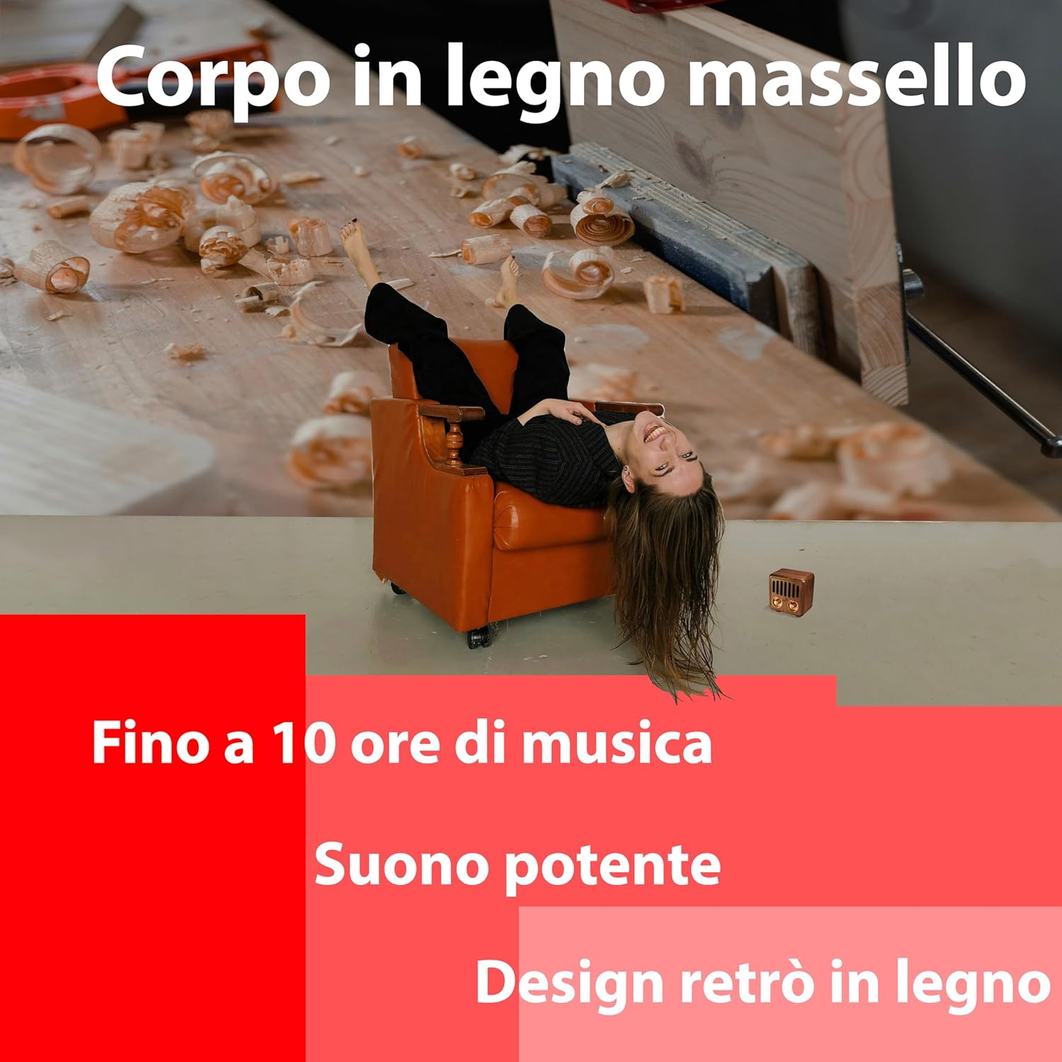 Opis Radio 2: Cassa Bluetooth Legno Ricaricabile - immagine 3