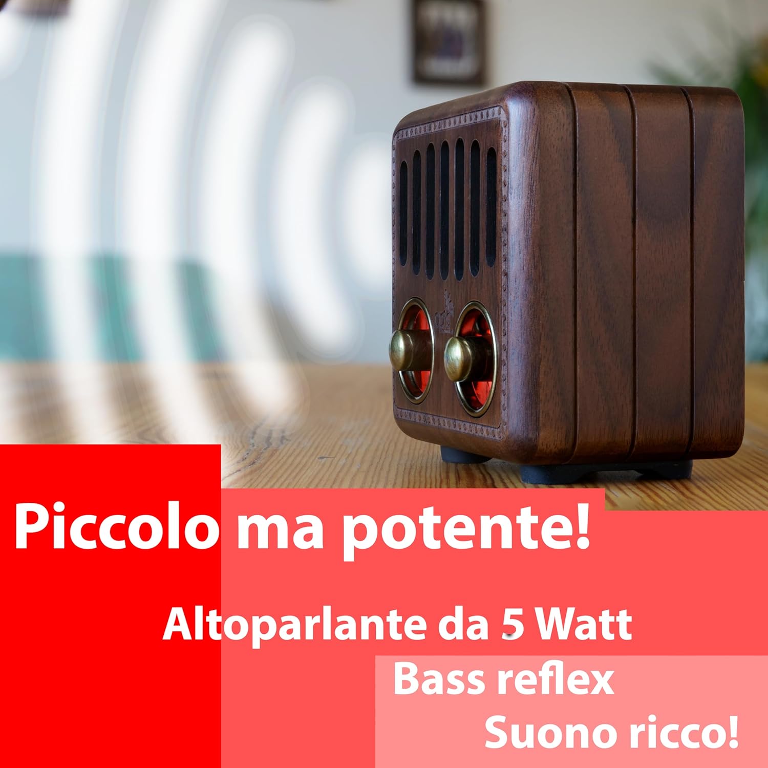 Opis Radio 2: Cassa Bluetooth Legno Ricaricabile - immagine 5
