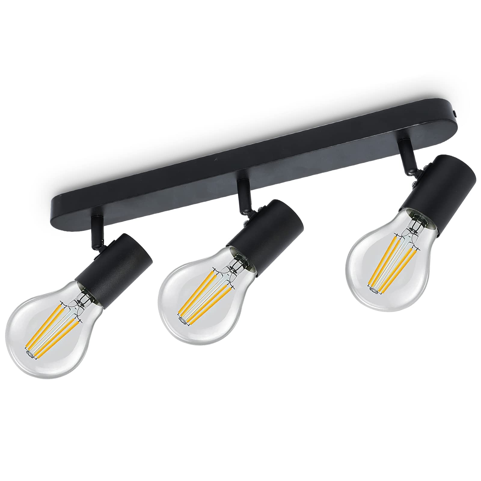 OPPER Plafoniera Vintage 3 Faretti Orientabili Nera