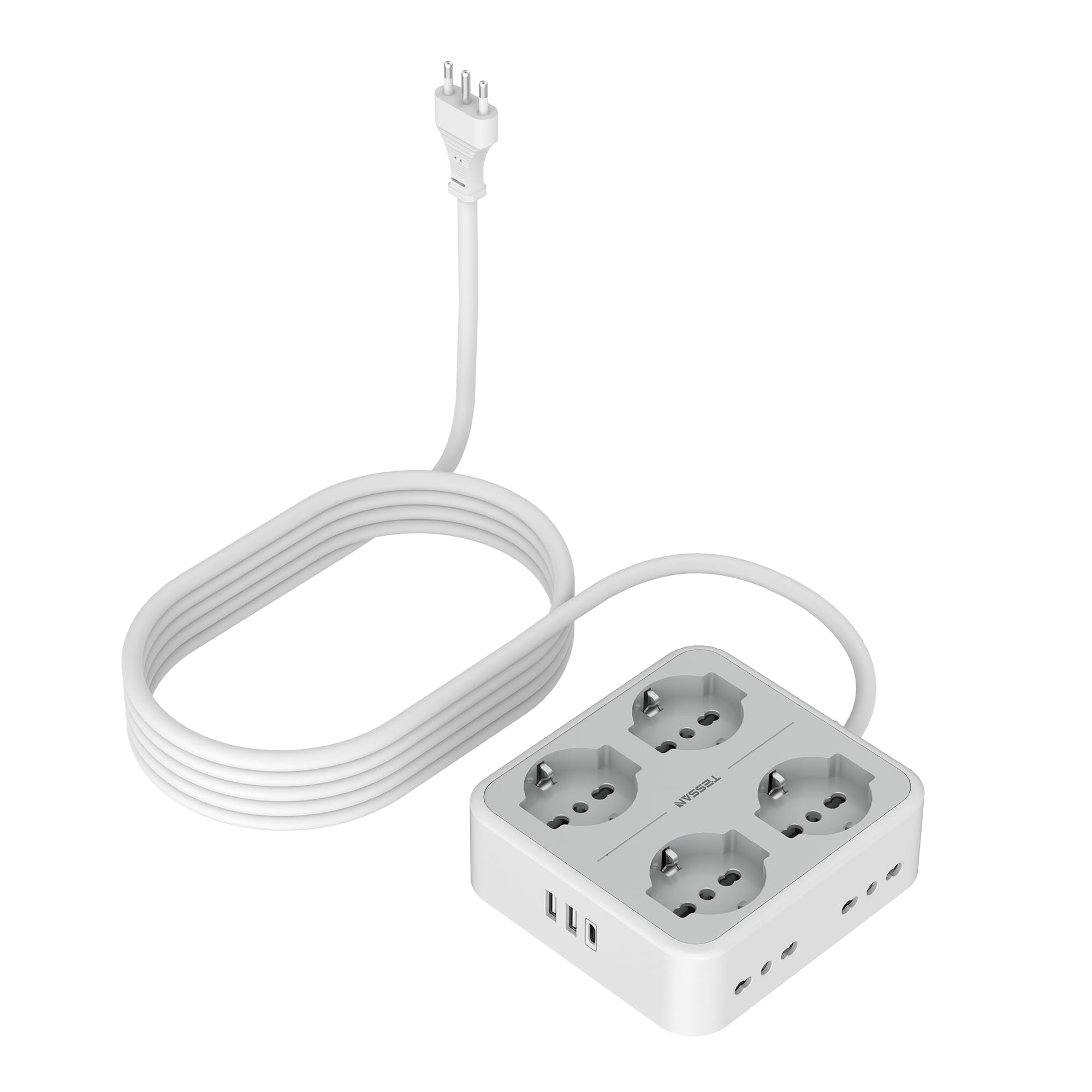 Tessan Ciabatta Multipresa con USB C e Prolunga 5 Metri