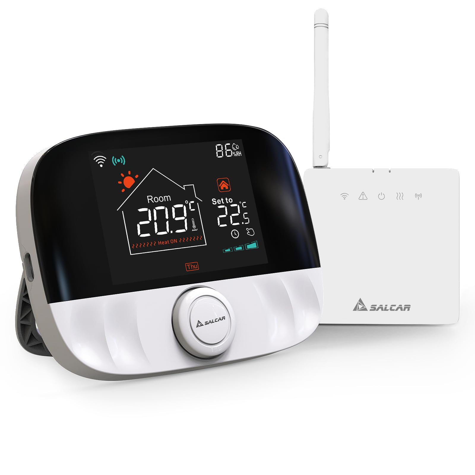 SALCAR Termostato intelligente WiFi per caldaia a gas T9W RF Termostato per radiatore con ricevitore Tuya programmabile, termostato da parete, compatibile con  Alexa & Google Home