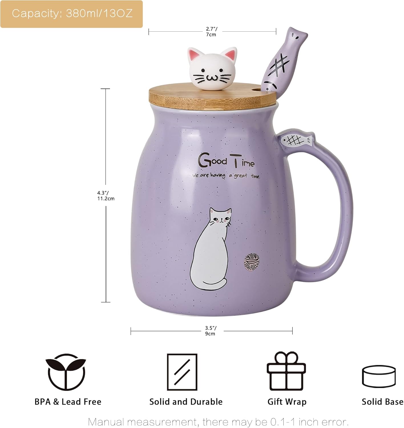 Set 4 Tazze Caffè in Ceramica Gattino 450ml - immagine 6