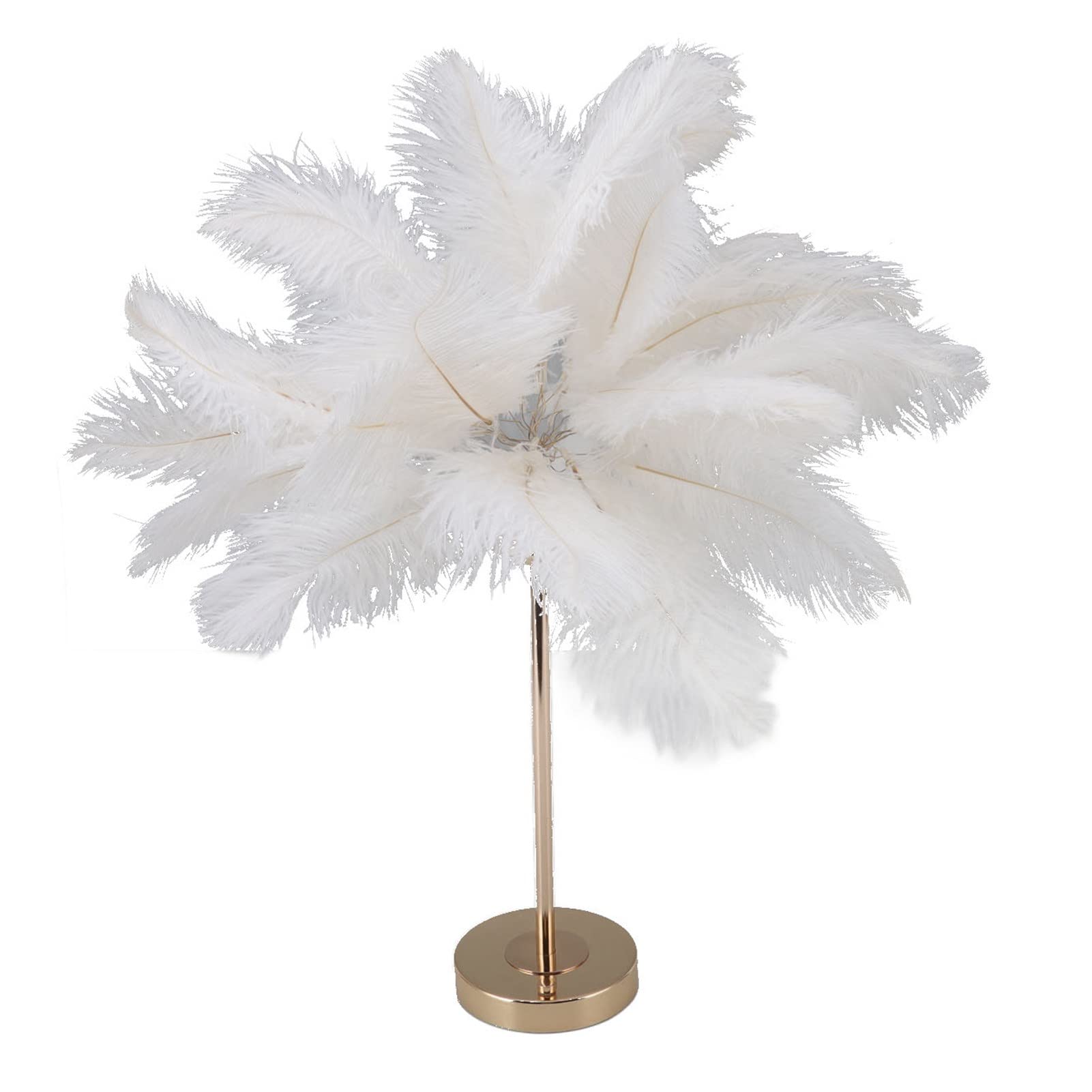 Fockety Lampada da Tavolo in Piume di Struzzo, Bianca