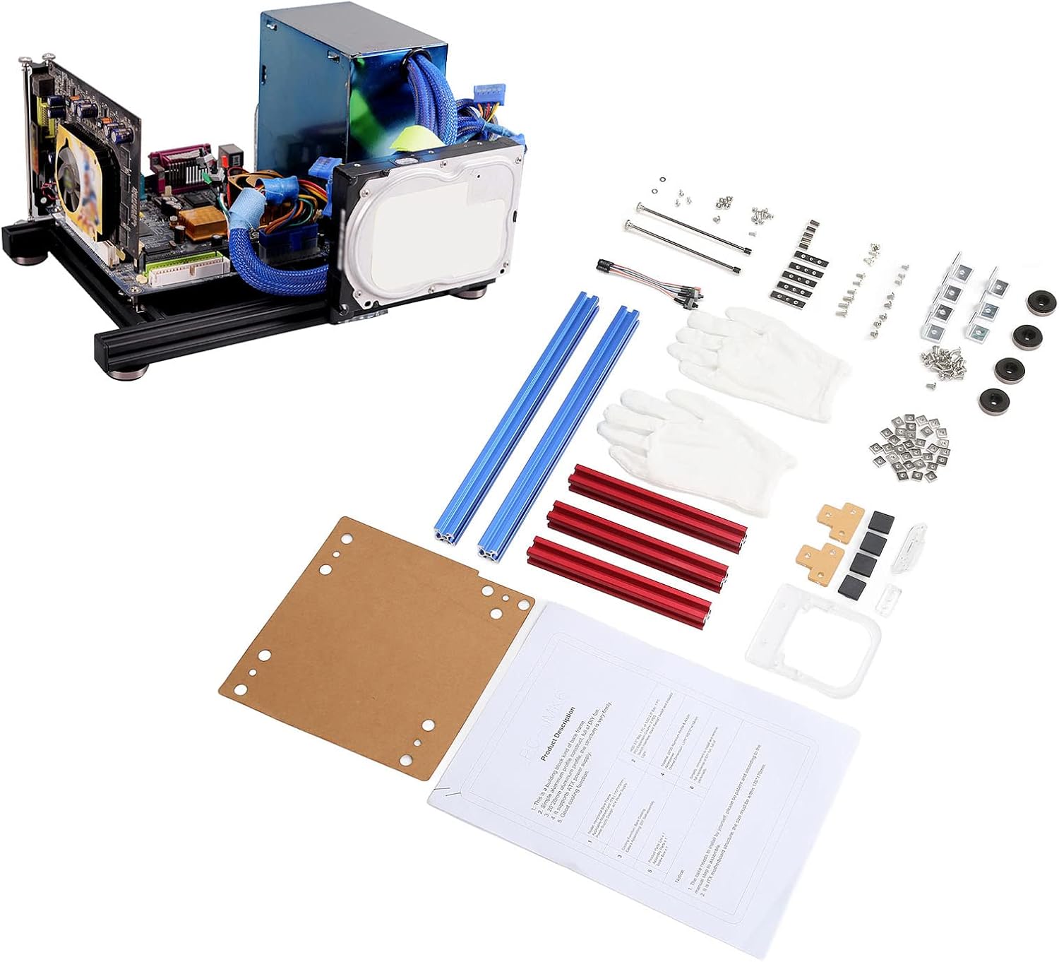 Staffa per Custodia Aperta Computer ITX, Blu Rosso - immagine 3