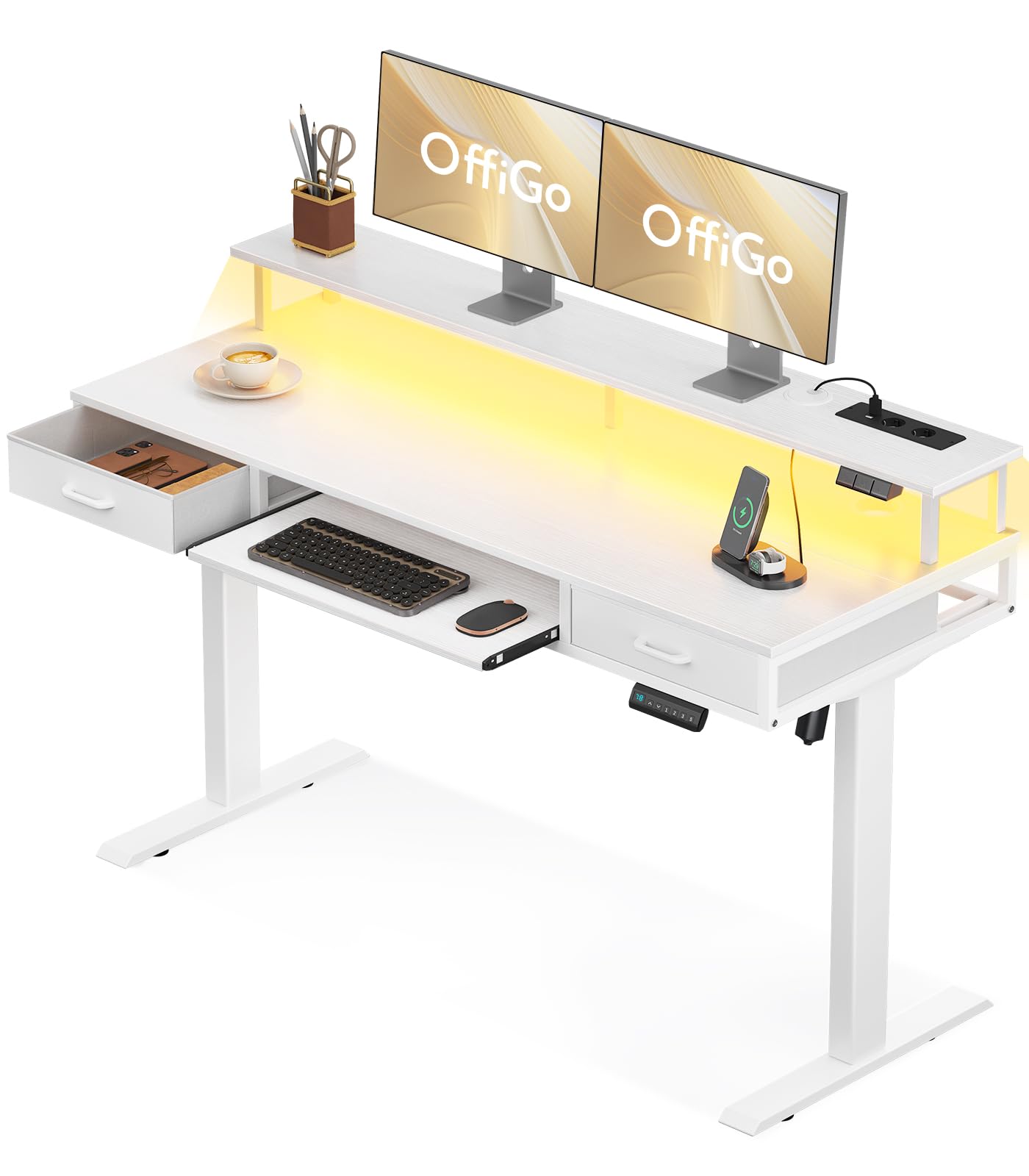 Offigo Scrivania Elettrica Regolabile in Altezza 140cm, Bianco