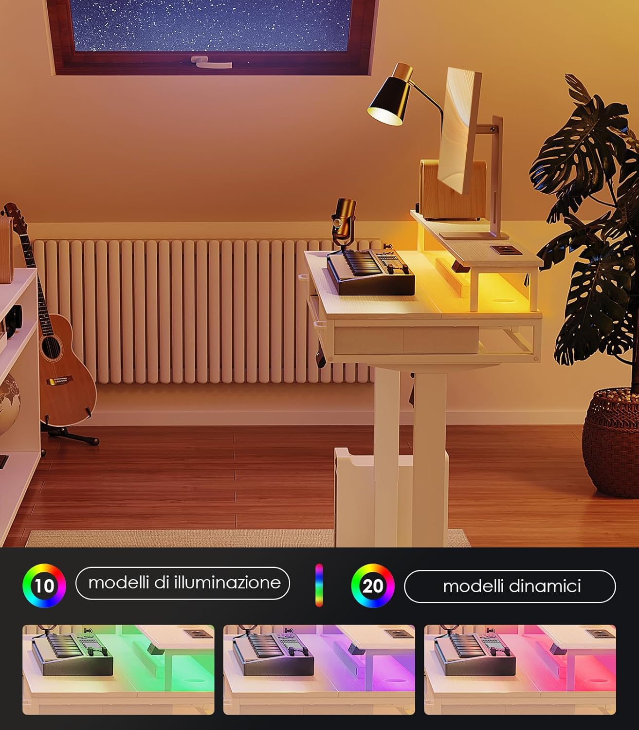 Offigo Scrivania Elettrica Regolabile in Altezza 140cm, Bianco - immagine 8