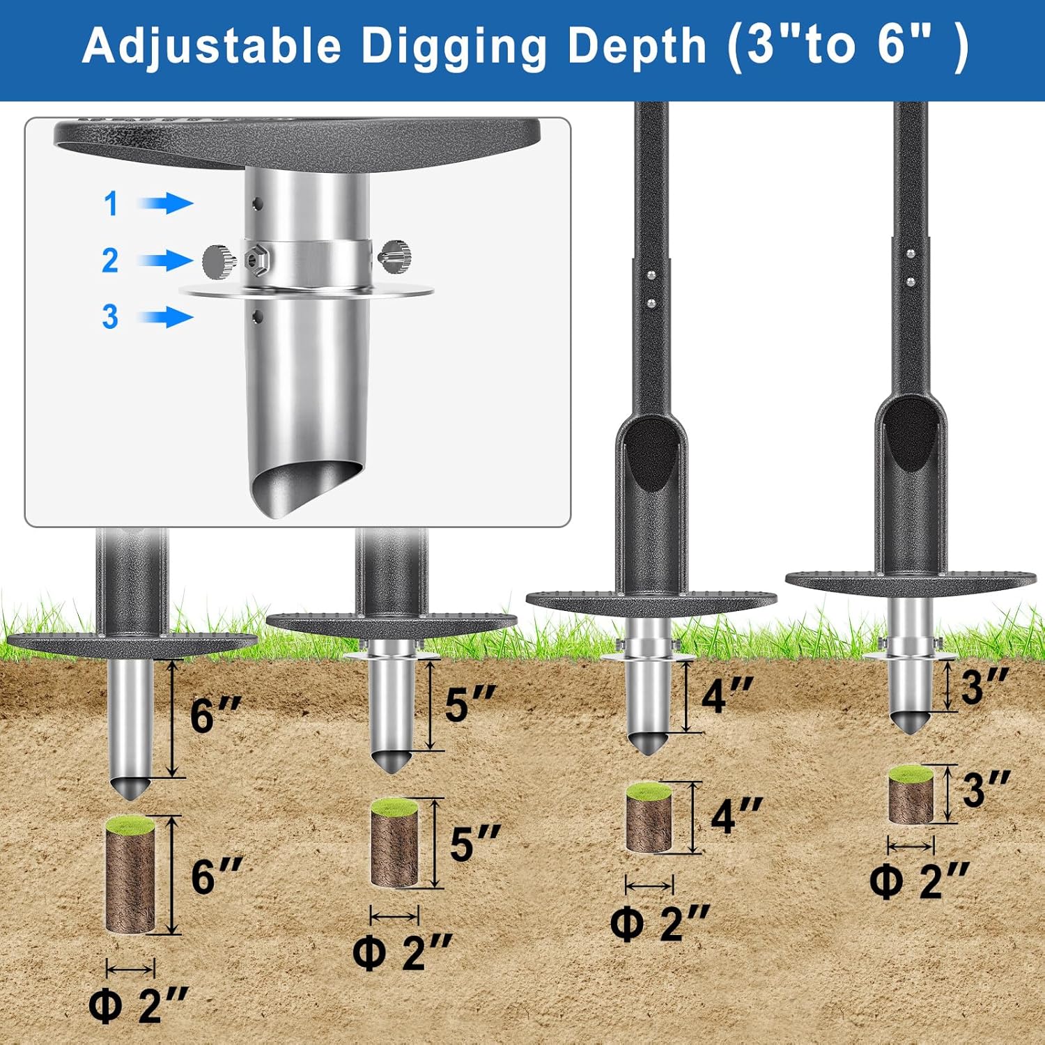 Strumento per Trapiantare Erba con Manico Lungo - immagine 2