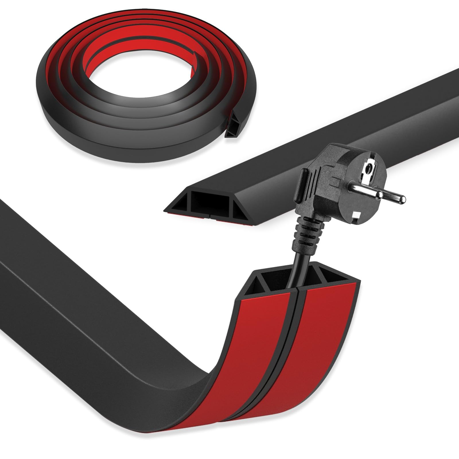 DIKARYA Canalina Passacavi Pavimento 10Mx5cm, Nero