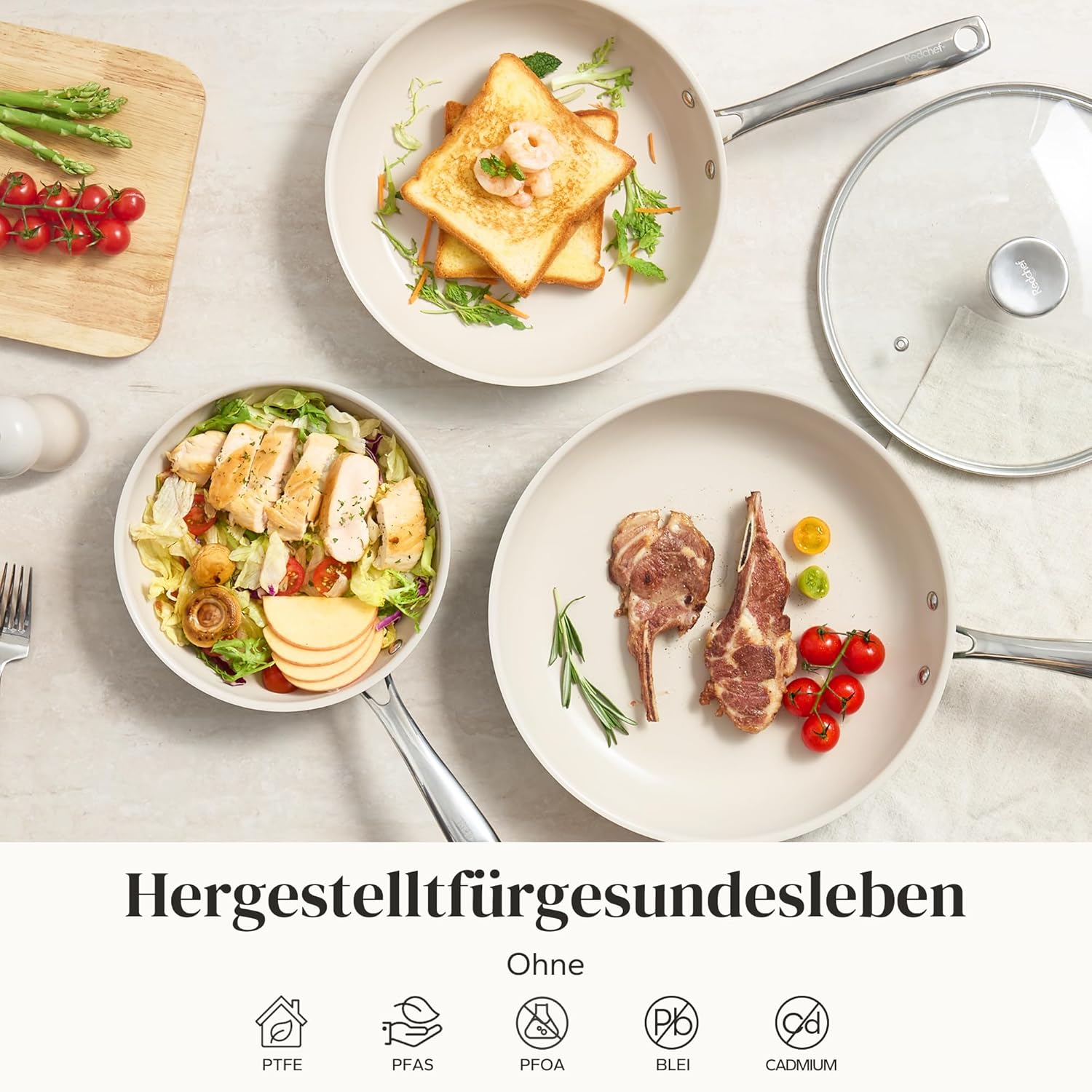 Redchef Set 6 Padelle Ceramica Induzione, Blu - immagine 4