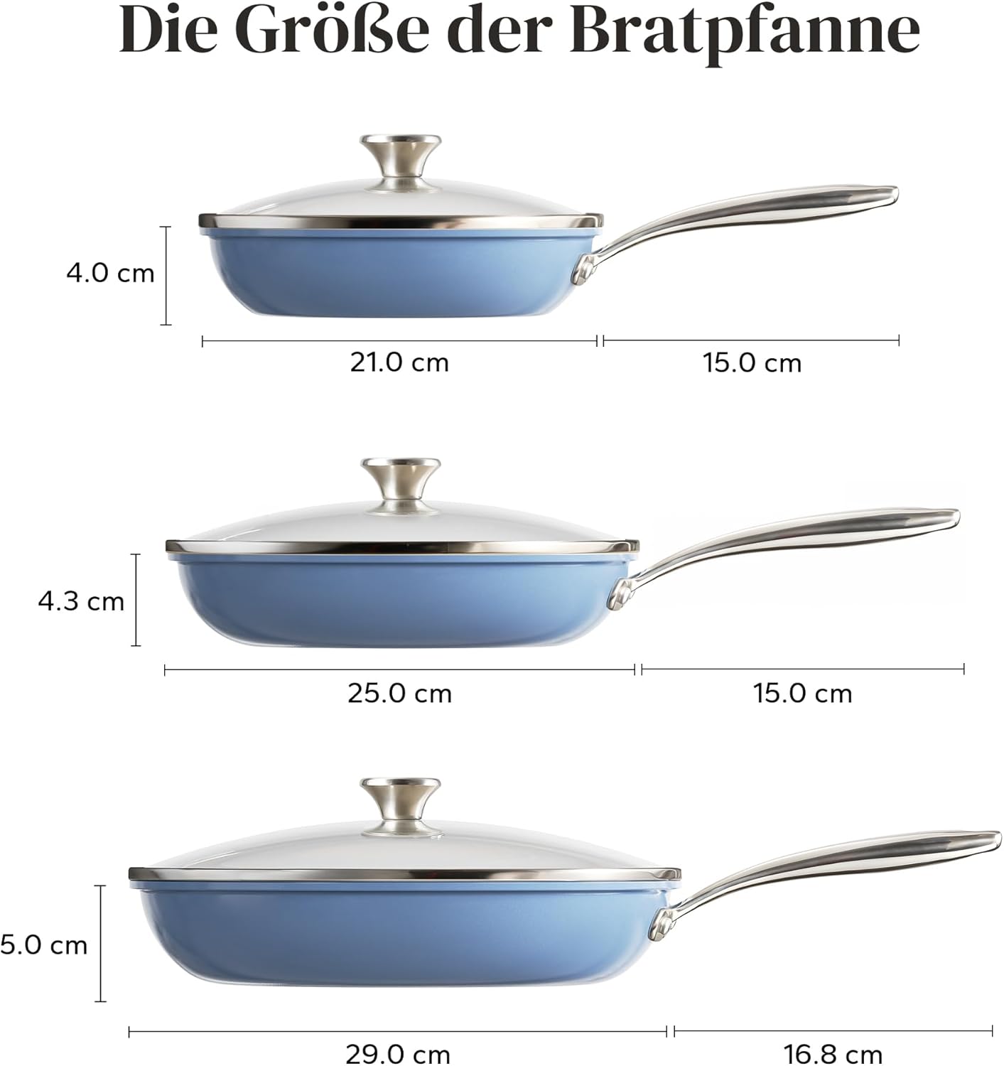 Redchef Set 6 Padelle Ceramica Induzione, Blu - immagine 8