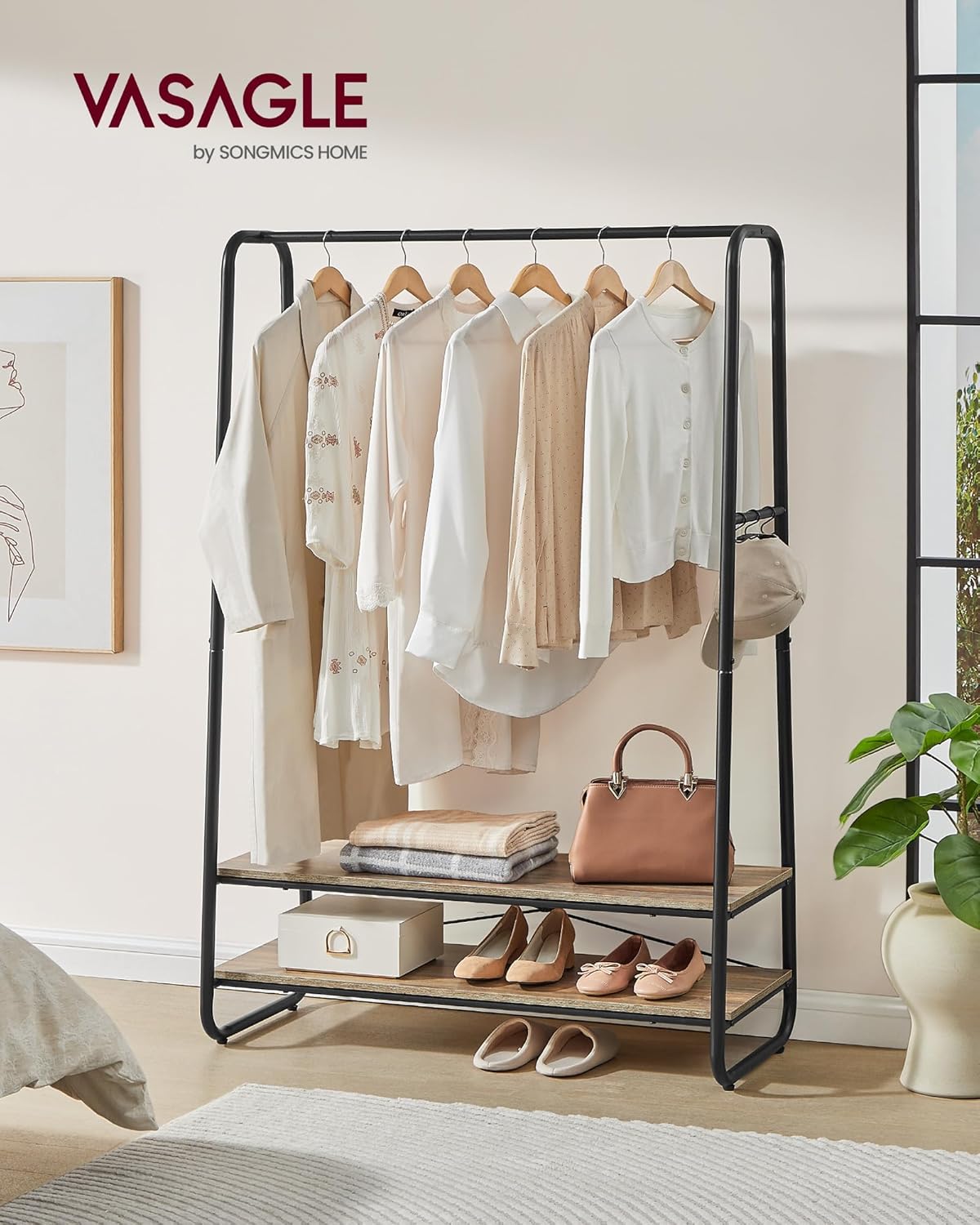 Vasagle Stand Appendiabiti da Terra con 2 Ripiani - immagine 2