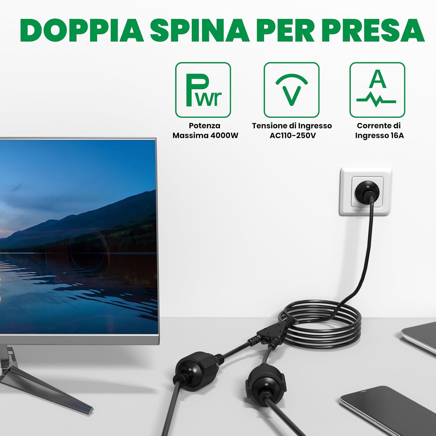 Doppia Spina per Presa 2-Slot 2M Schuko IP44 - immagine 3