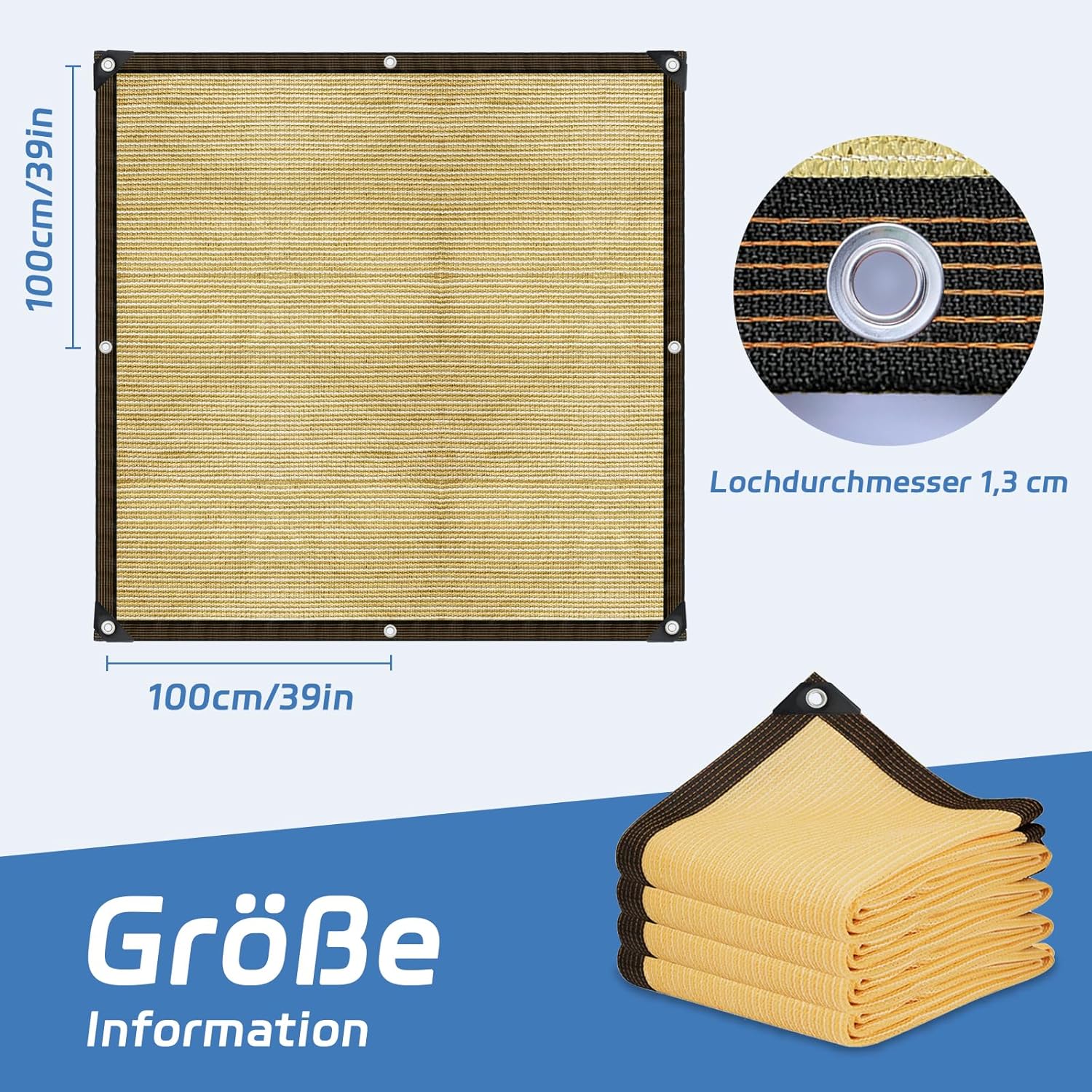 Rete Ombreggiante con Occhielli 4x5 m, Beige - immagine 3