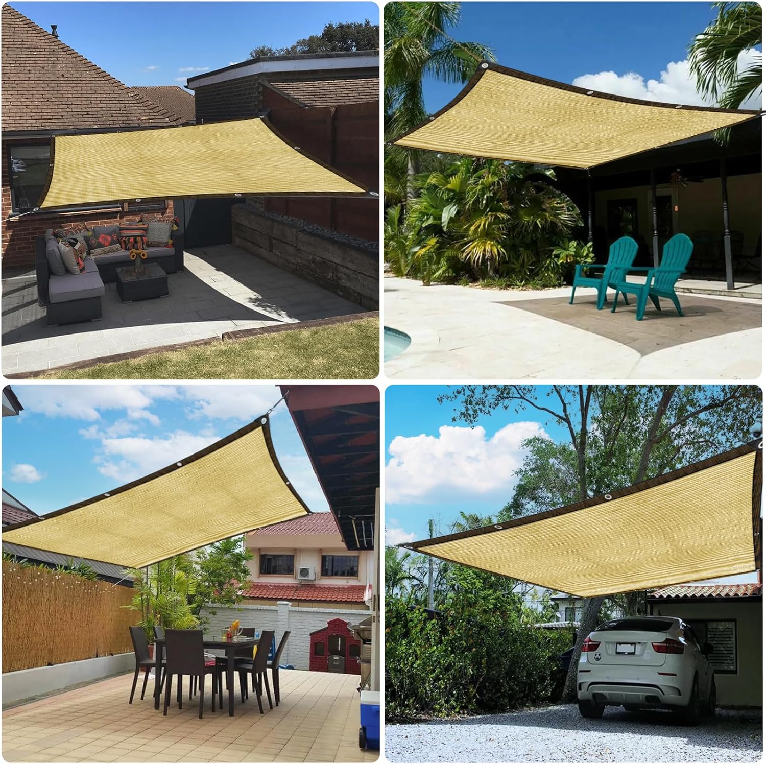 Rete Ombreggiante con Occhielli 4x5 m, Beige - immagine 5