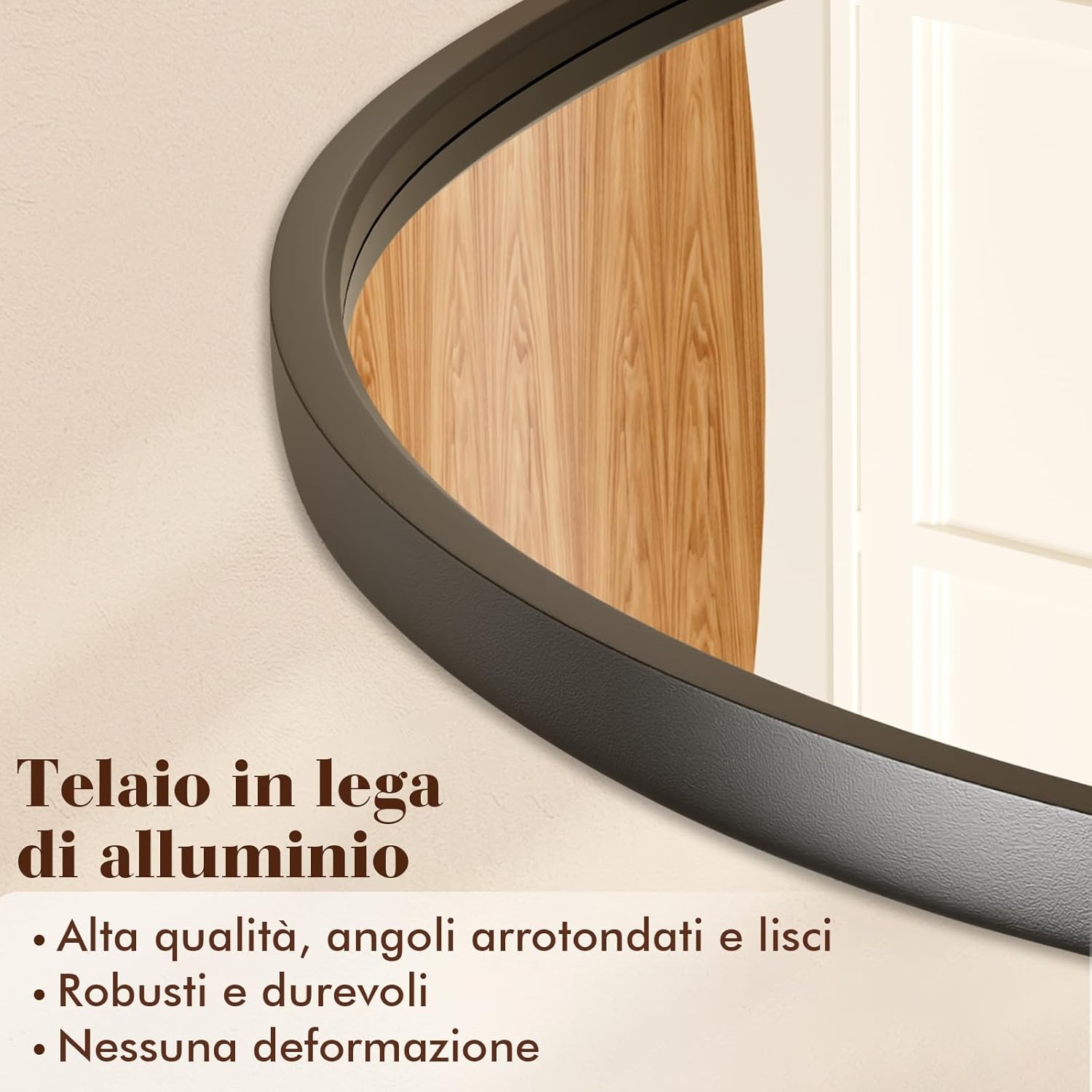 Weer Specchio da Parete Asimmetrico 60x90cm, Nero - immagine 5