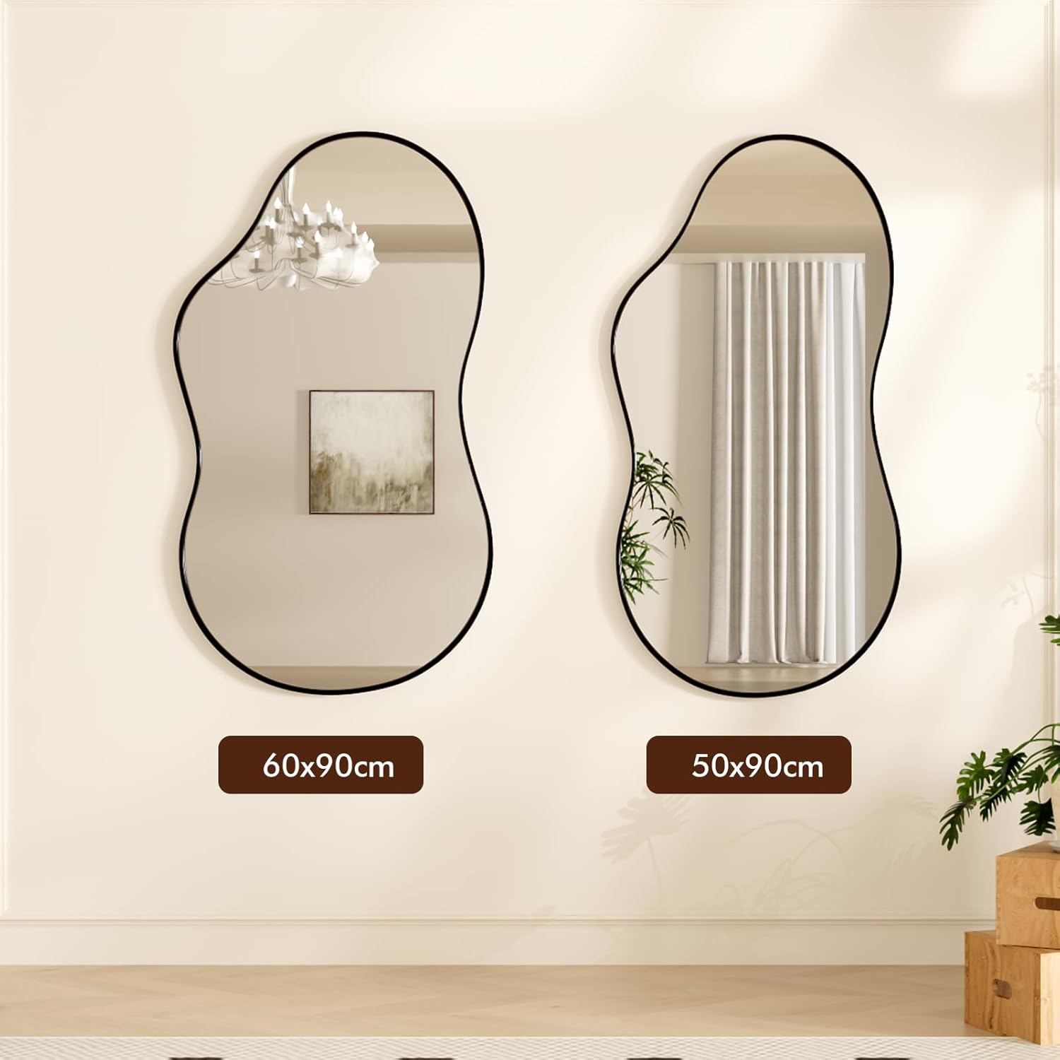 Weer Specchio da Parete Asimmetrico 60x90cm, Nero - immagine 7