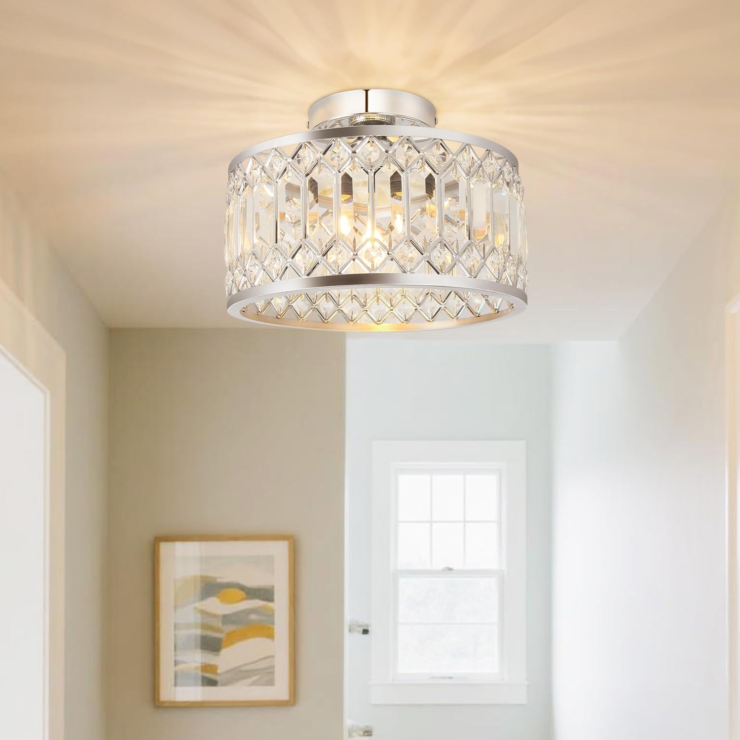 Anwio Lampadari Cristallo Argento - Plafoniera E27 - immagine 4