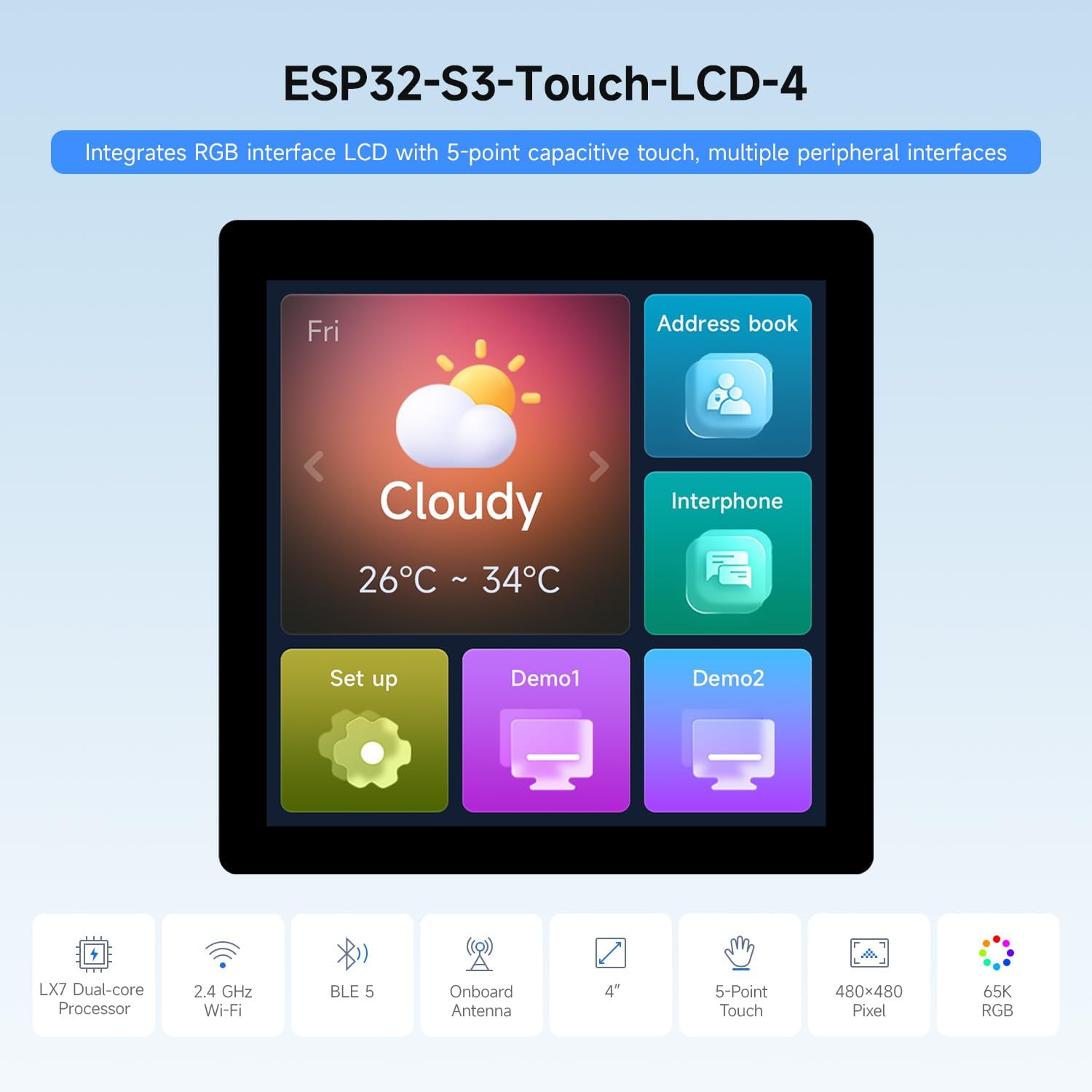 Waveshare ESP32-S3 4inch Touch Display Development Board - immagine 3
