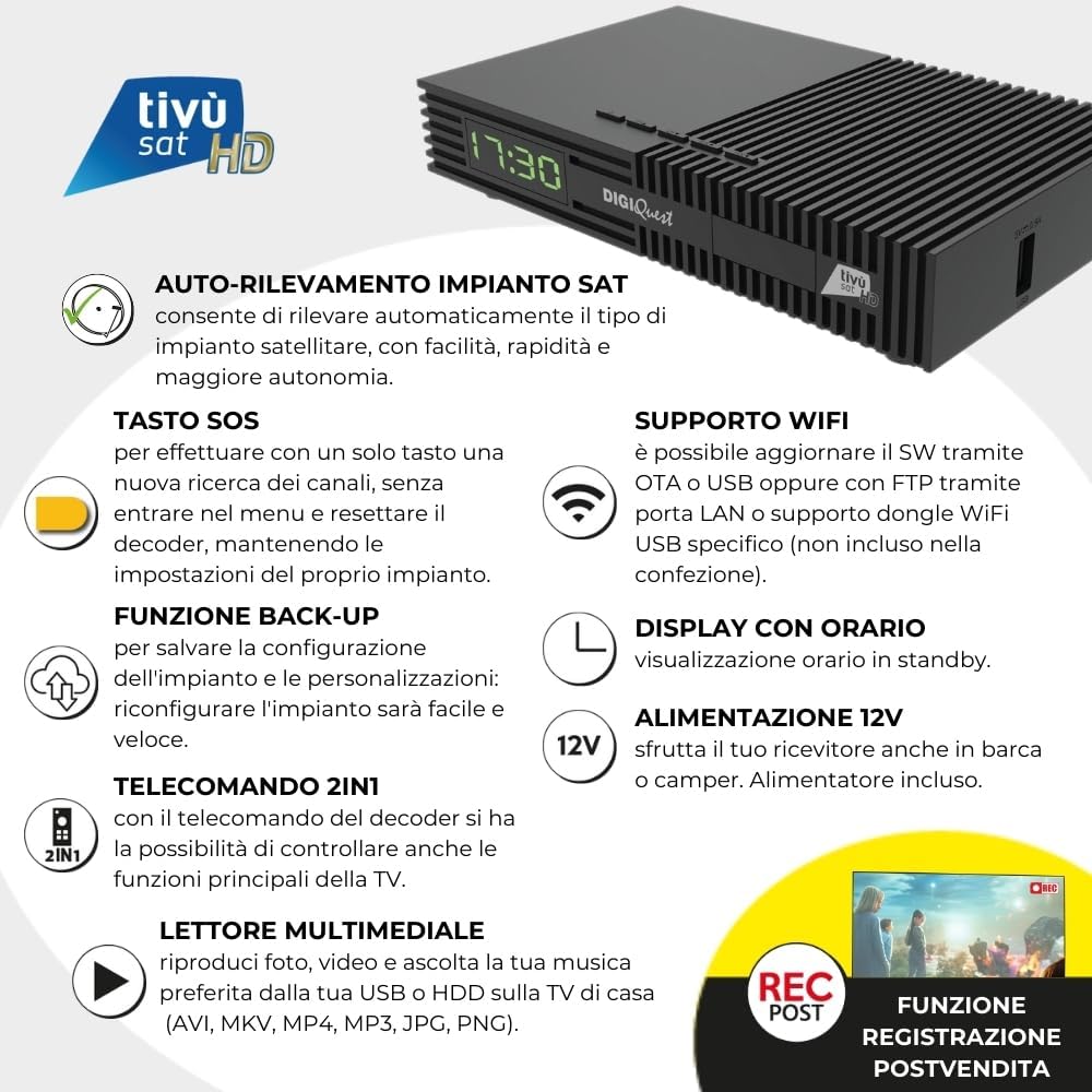 Digiquest Decoder Tivùsat Ti9 DVB-S2 - immagine 4