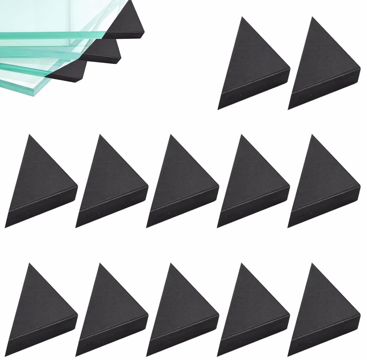 Cuscino Protettore Angolare per Tavolo in Vetro,Protezioni Angolari per Specchio,Angoli di Vetro,Protezioni Angolari,Nero,12 Pezzi