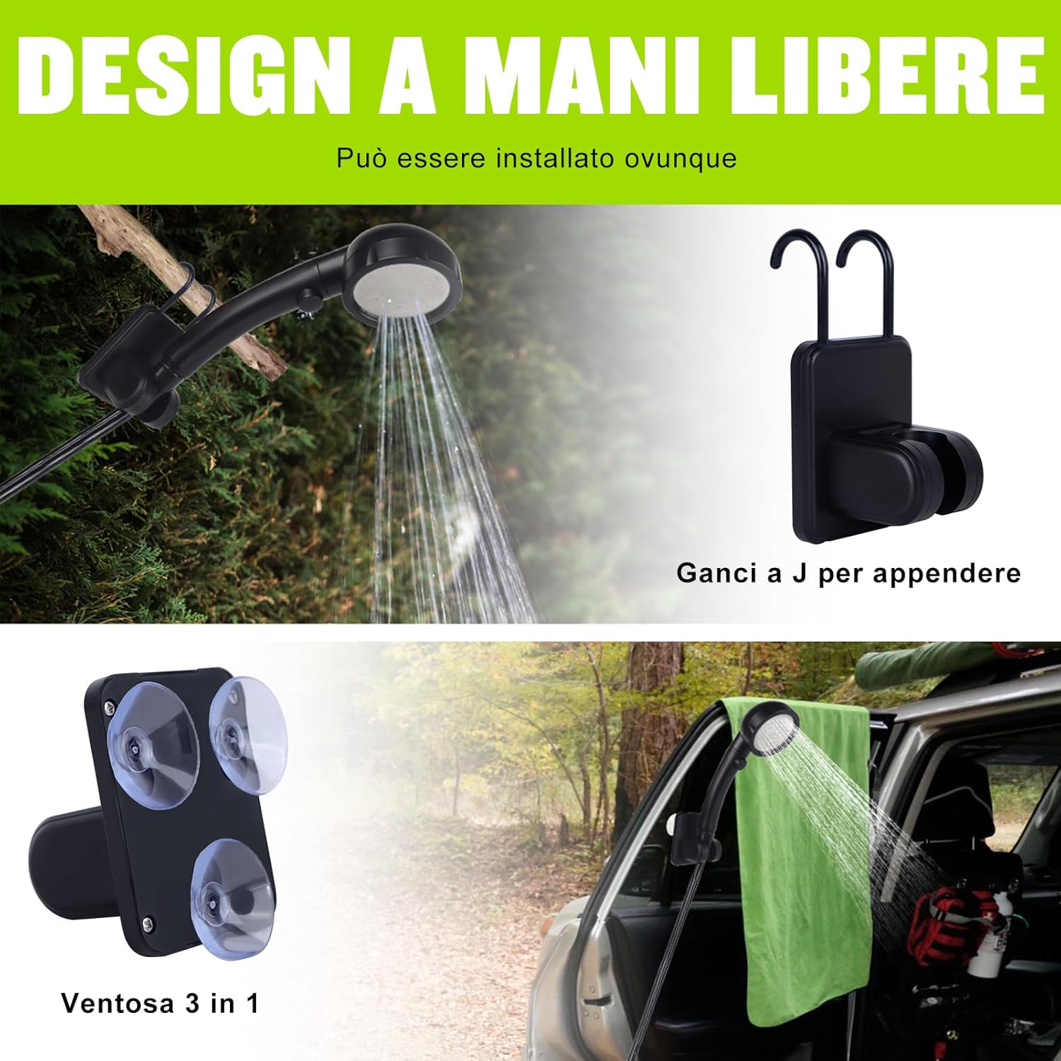 Spopal Doccia Portatile Campeggio Ricaricabile 6000mAh - immagine 7