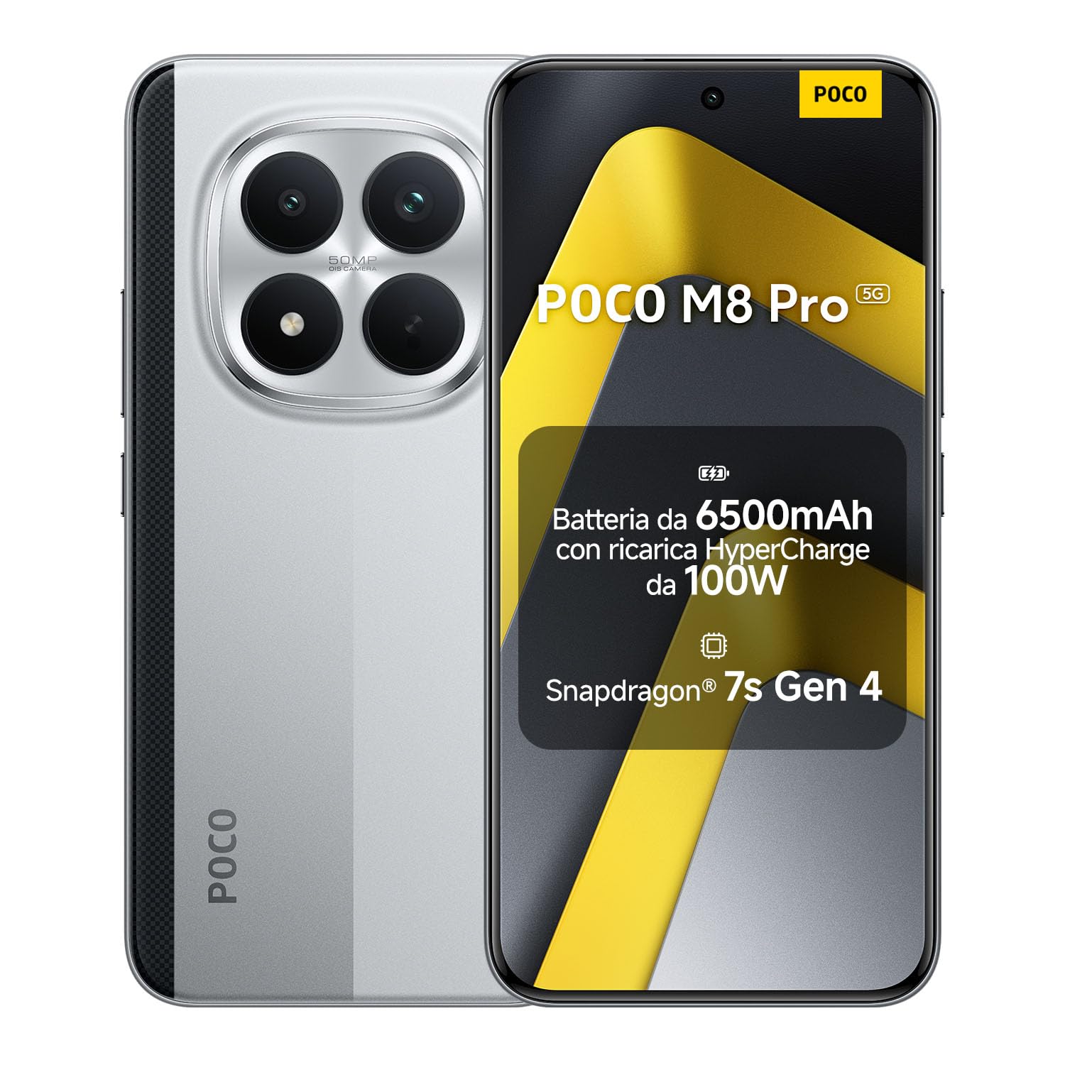 Xiaomi POCO M8 Pro 5G Smartphone 12+512GB, Argento