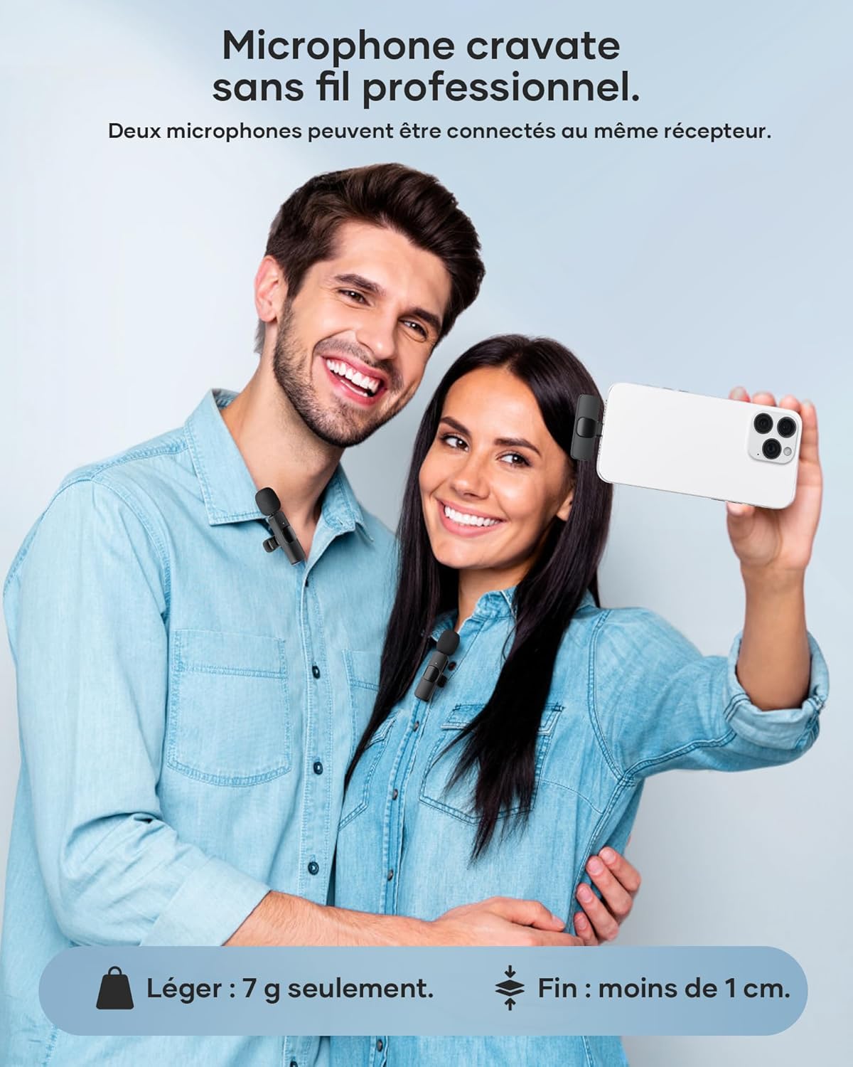 Microfono Lavalier Wireless per iPhone/Android (2 Trasmettitori) - immagine 4