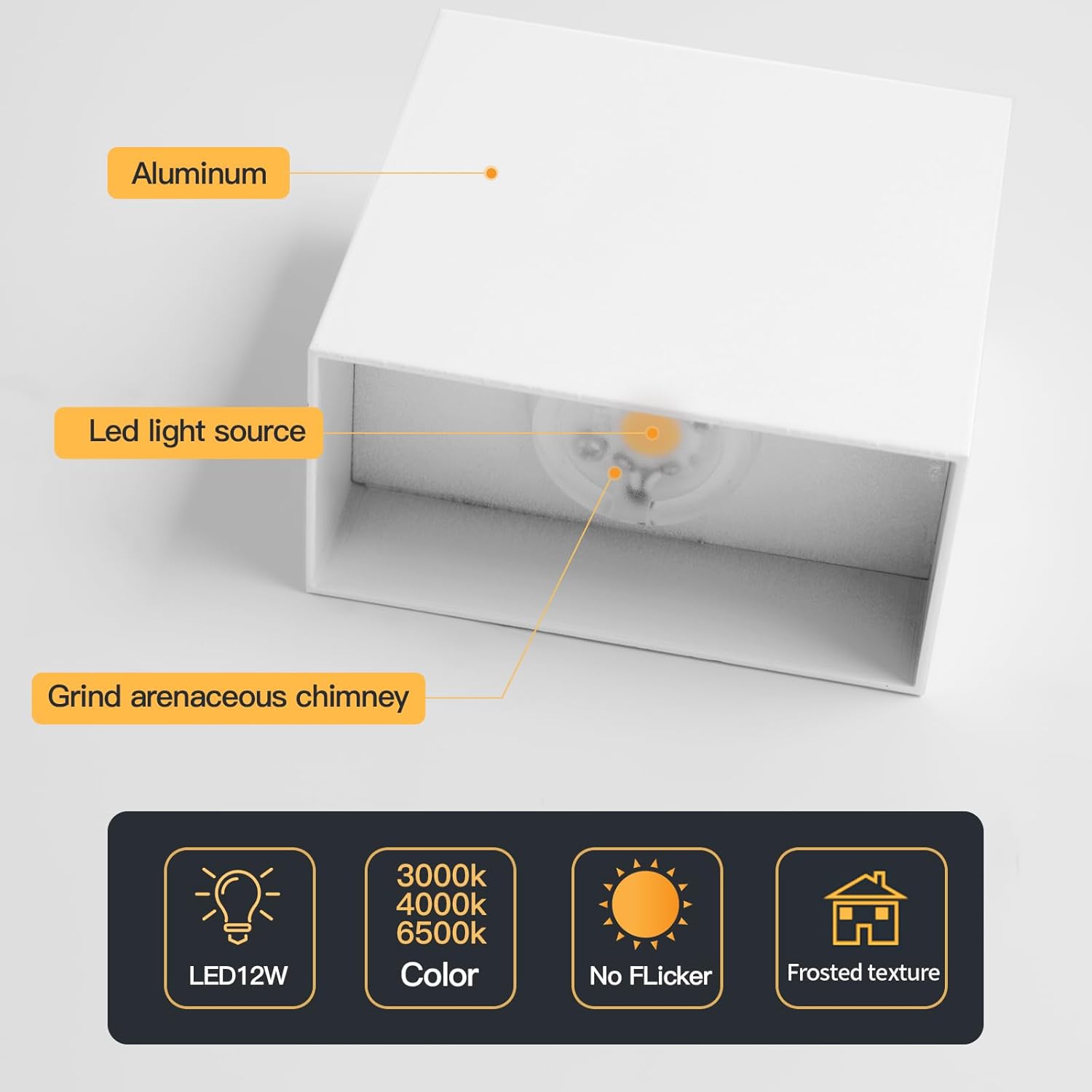 Fupe Applique LED da Parete Interno 12W, 2 Pezzi - immagine 4