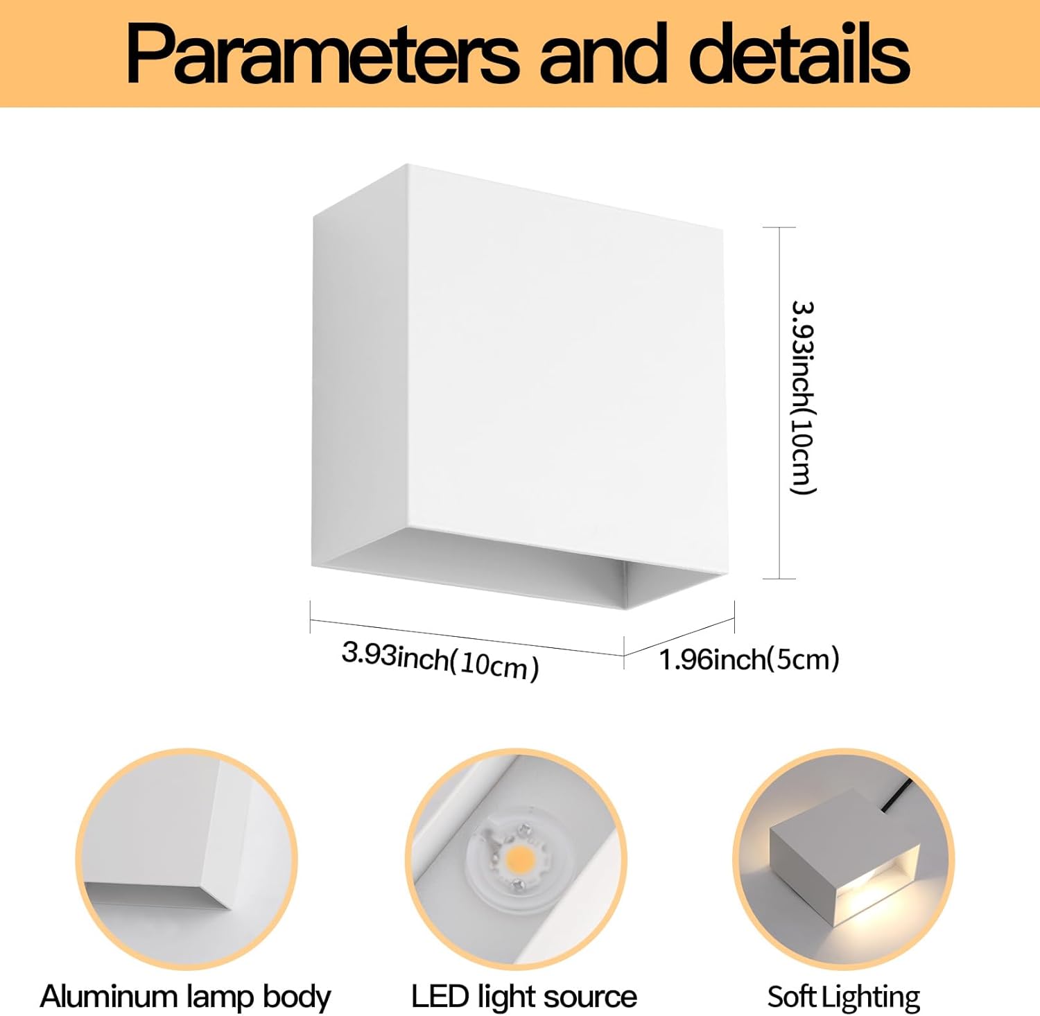 Fupe Applique LED da Parete Interno 12W, 2 Pezzi - immagine 5