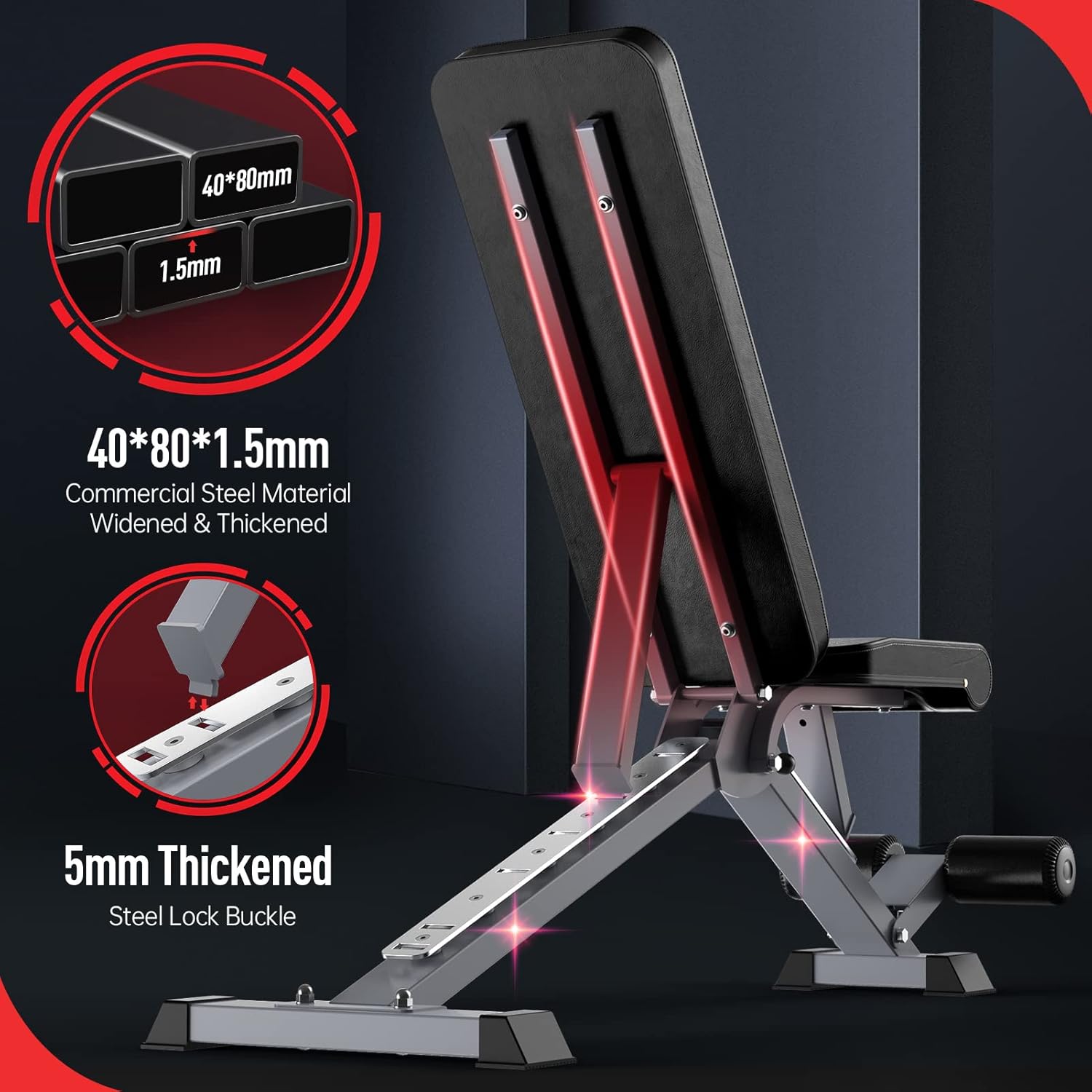 Joroto Panca Regolabile Pieghevole per Pesi - immagine 3